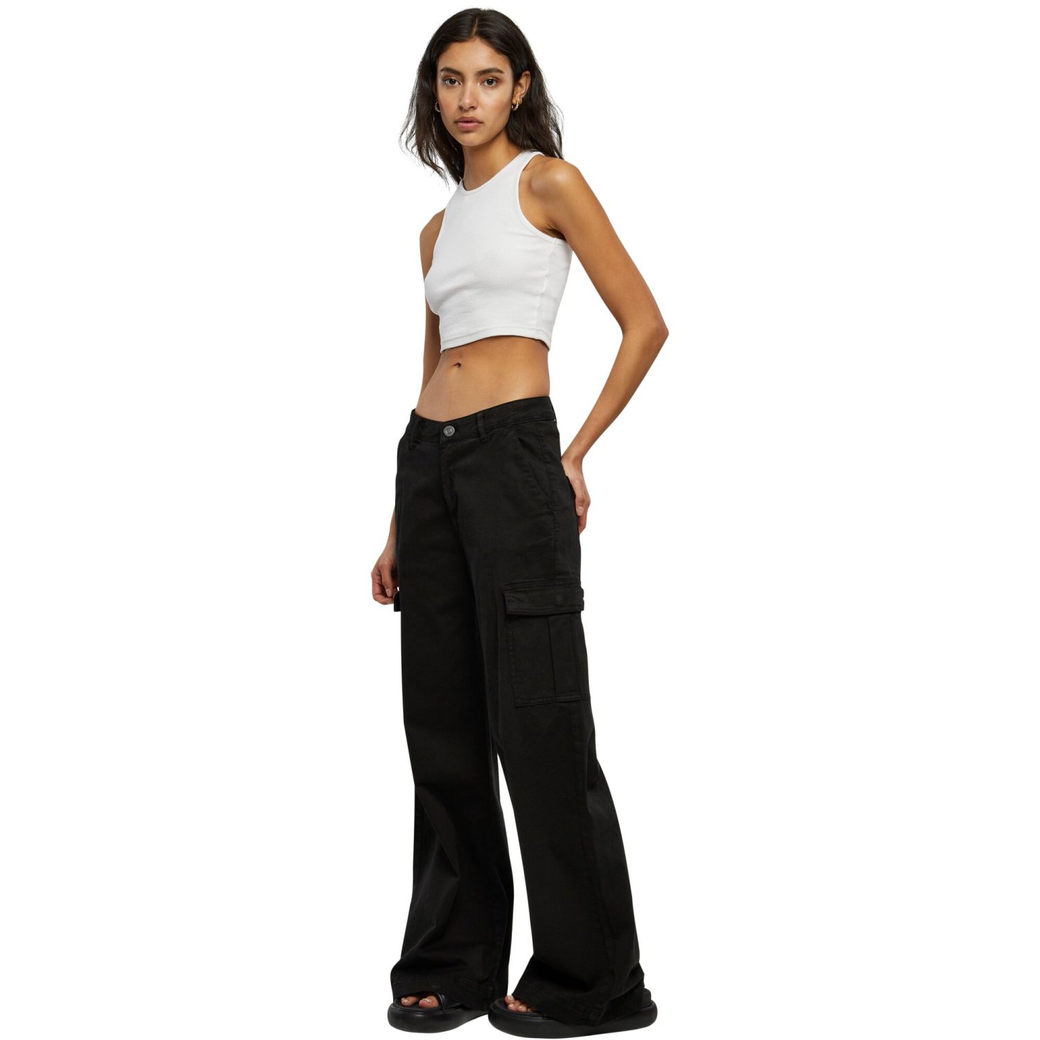 Urban Classics Ladies - Wide Leg Twill Cargo Pantalon