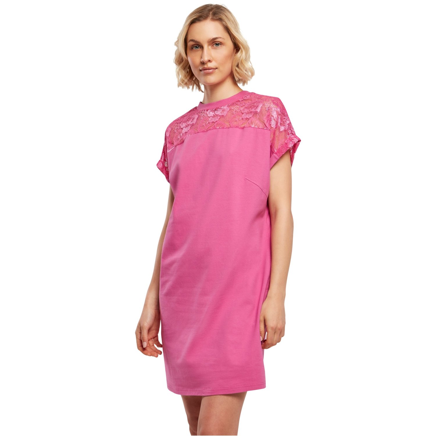 Urban Classics Ladies - Lace Shirt Dress pink