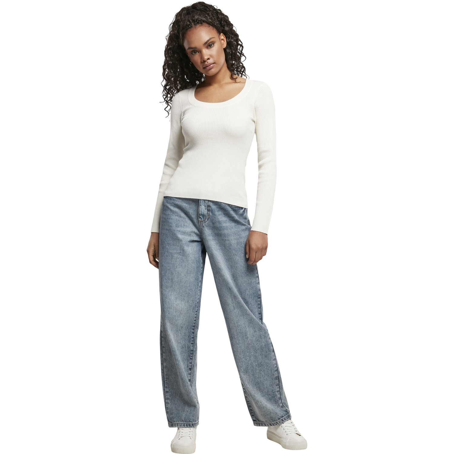 Urban Classics Ladies - Wide Neckline Sweater sand