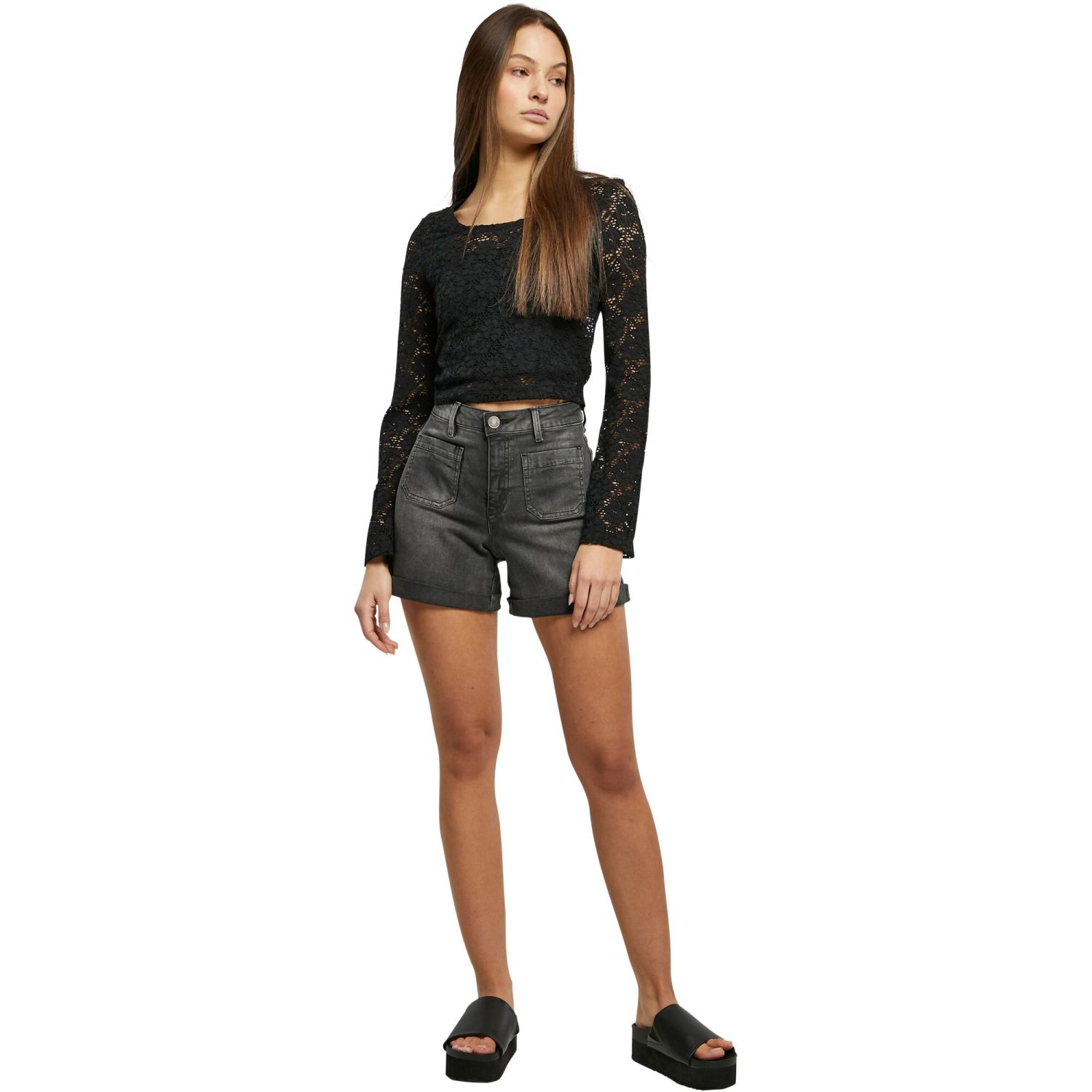 Urban Classics Ladies - LACES Longsleeve noir