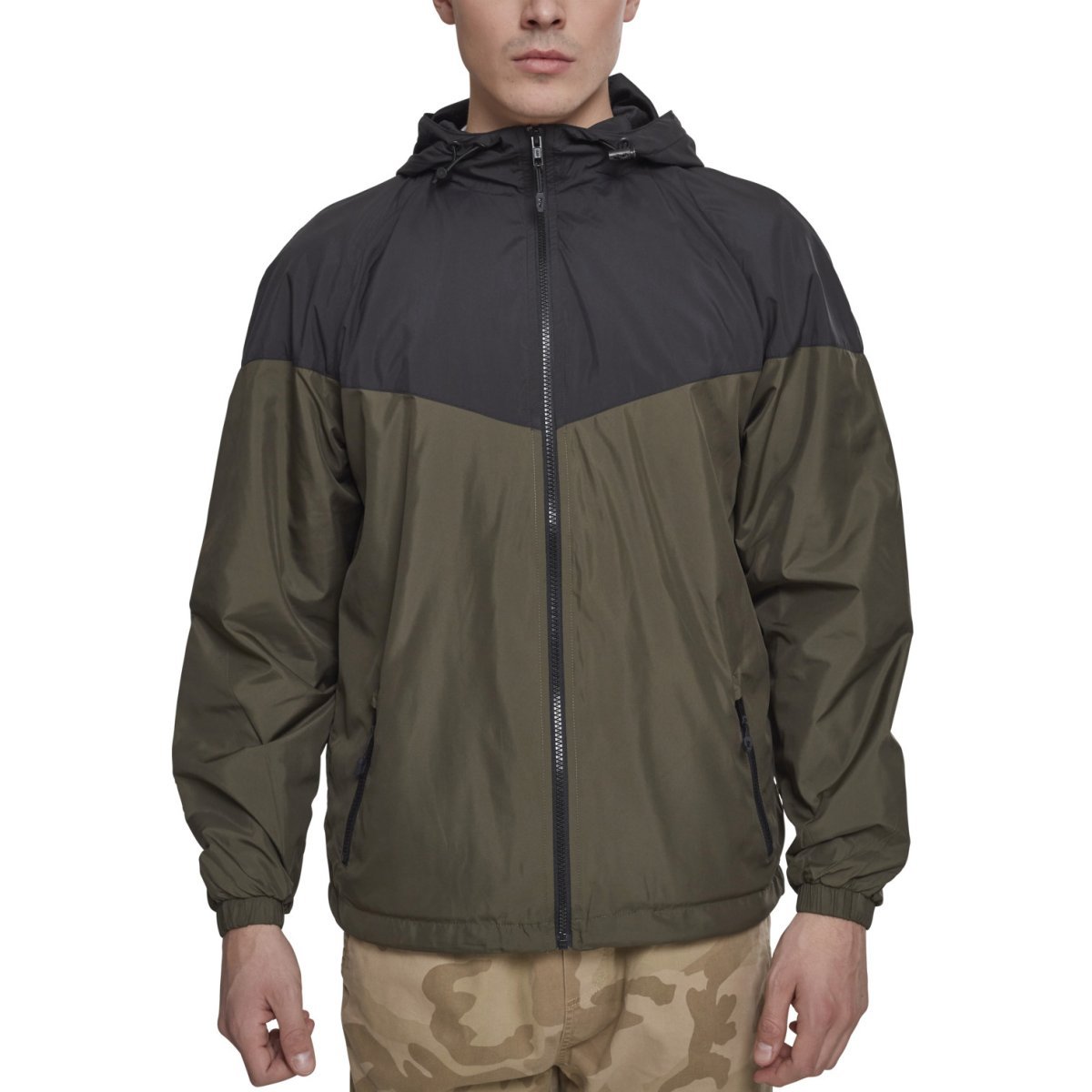 Urban Classics - TECH Windrunner Jacket black / olive