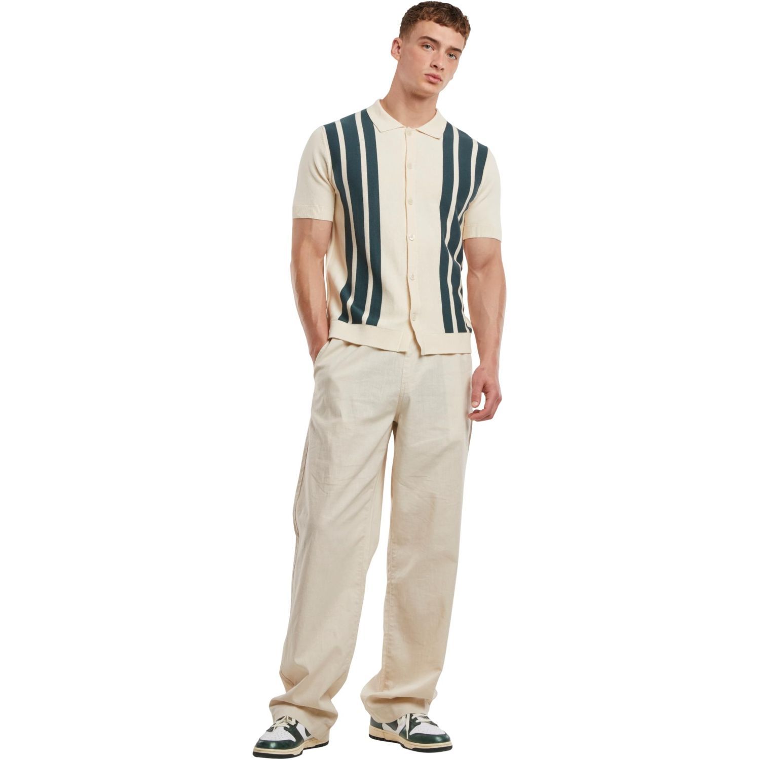 Urban Classics - Chemise rétro en tricot white sand