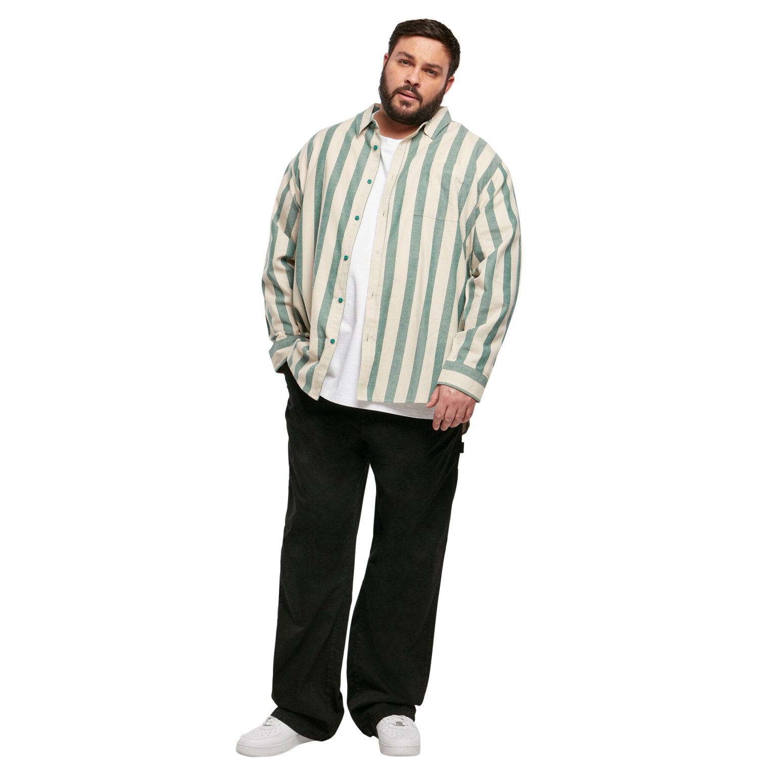 Urban Classics - Striped Shirt Hemd green / softseagrass