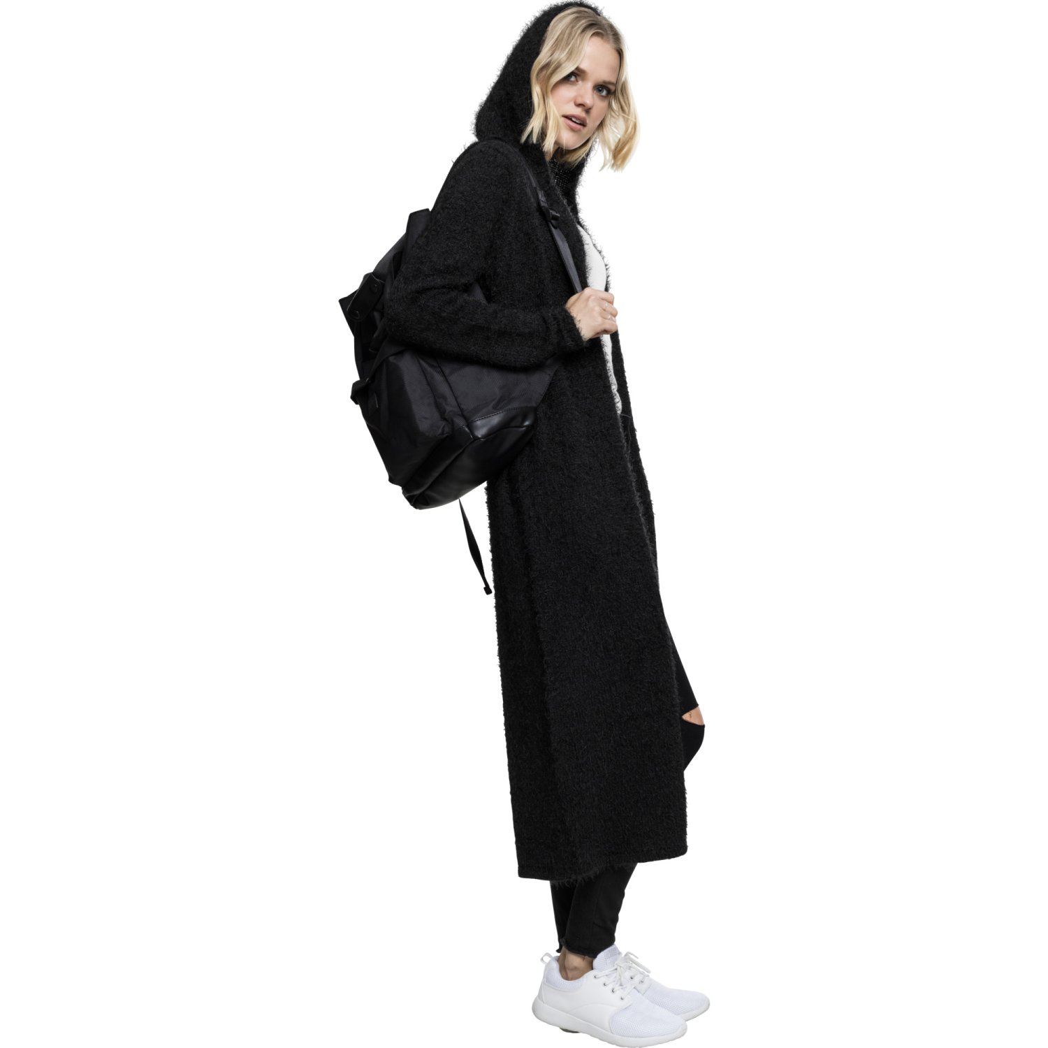 Urban Classics Ladies - Hooded Feather Cardigan noir