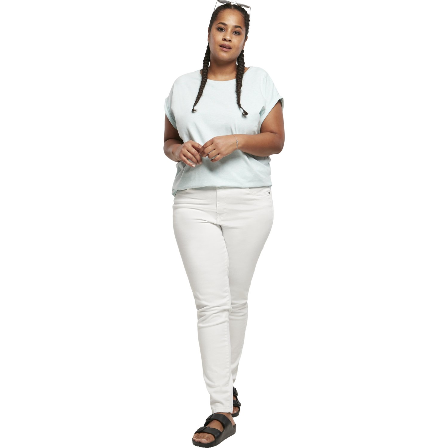 Urban Classics Ladies - MELANGE Extended Shoulder Top aqua