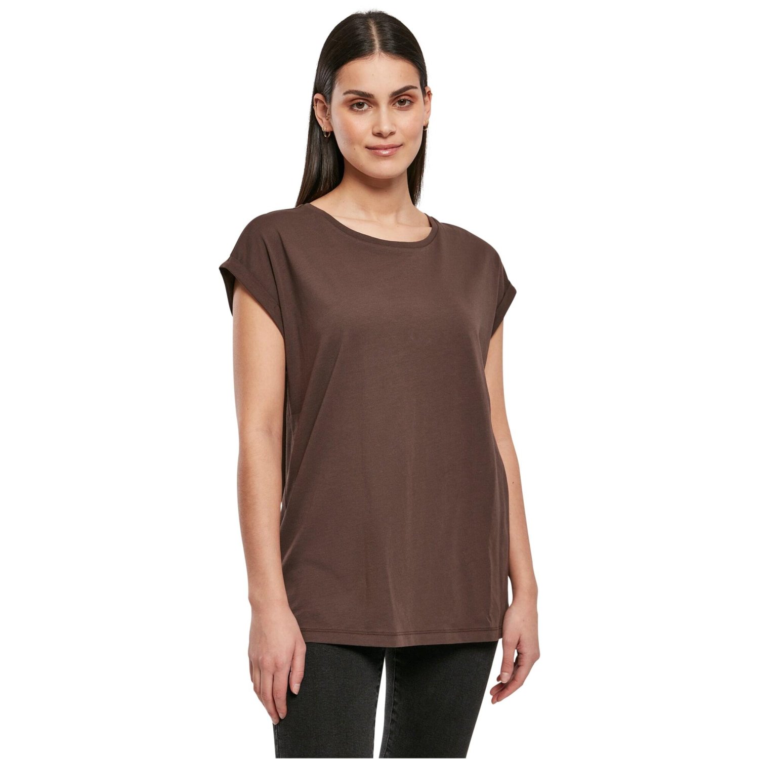 Urban Classics Ladies - Organic Extended Shirt brown