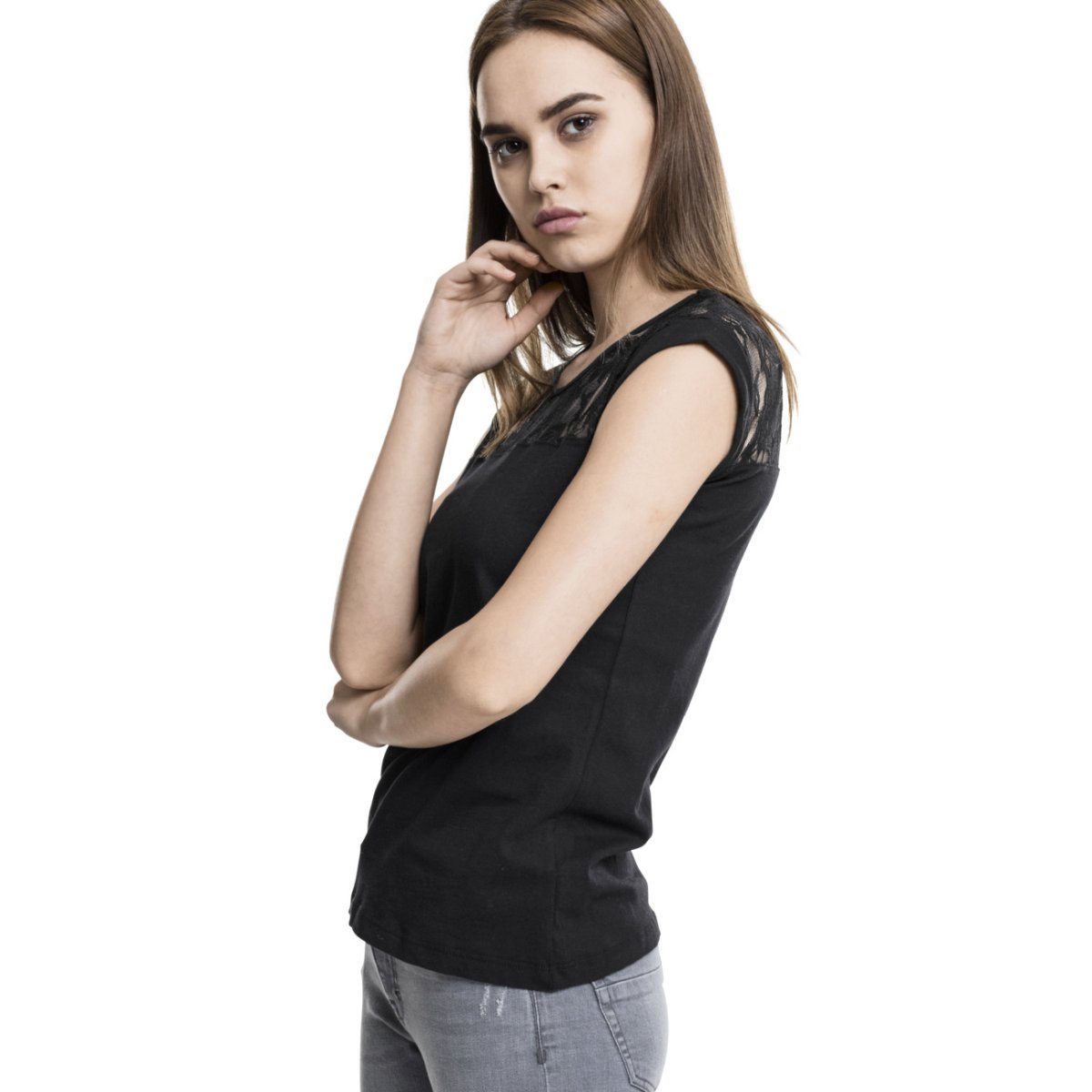 Urban Classics Ladies - FLOWER LOOSE Tee Shirt black