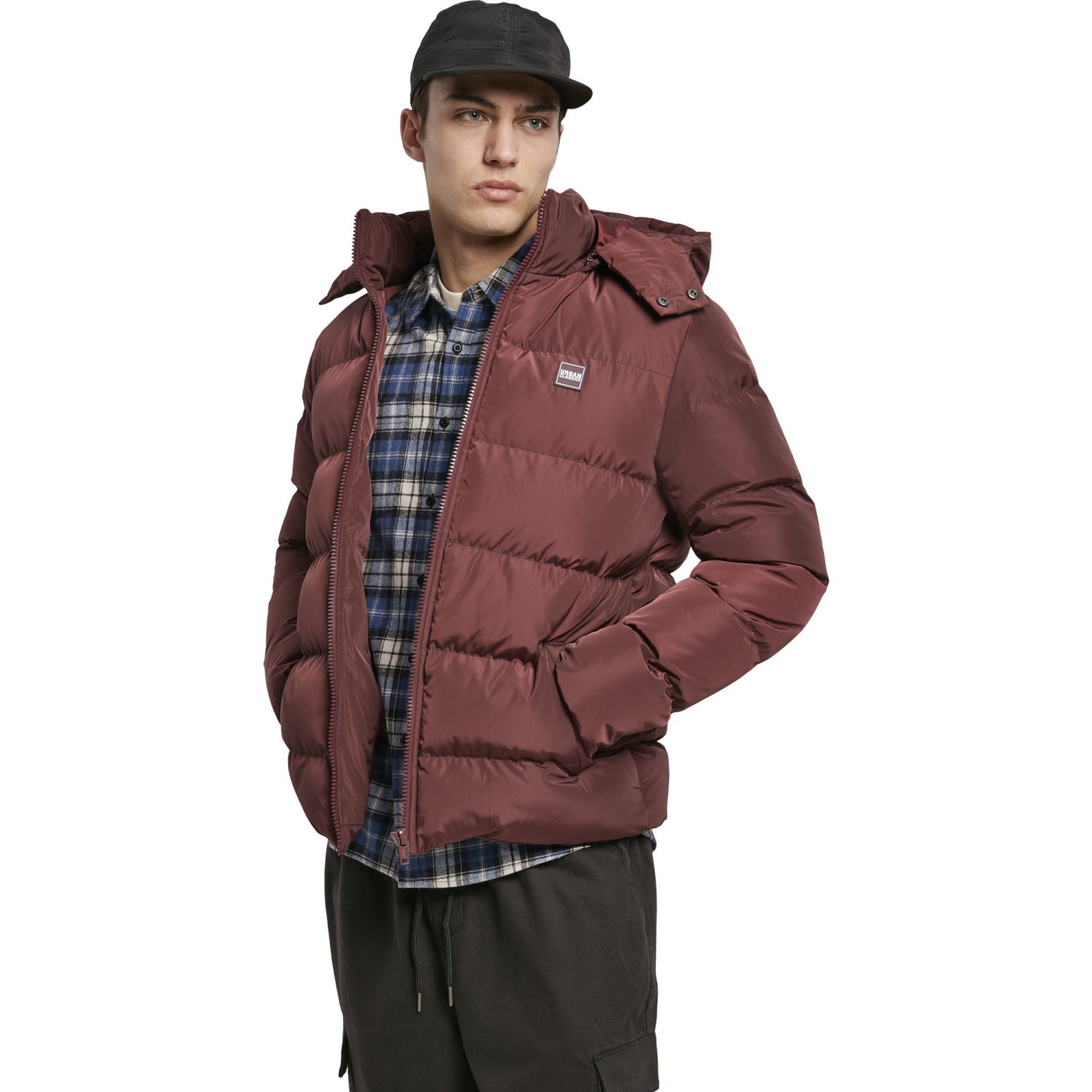 Urban Classics - HOODED PUFFER Winter Jacket cherry