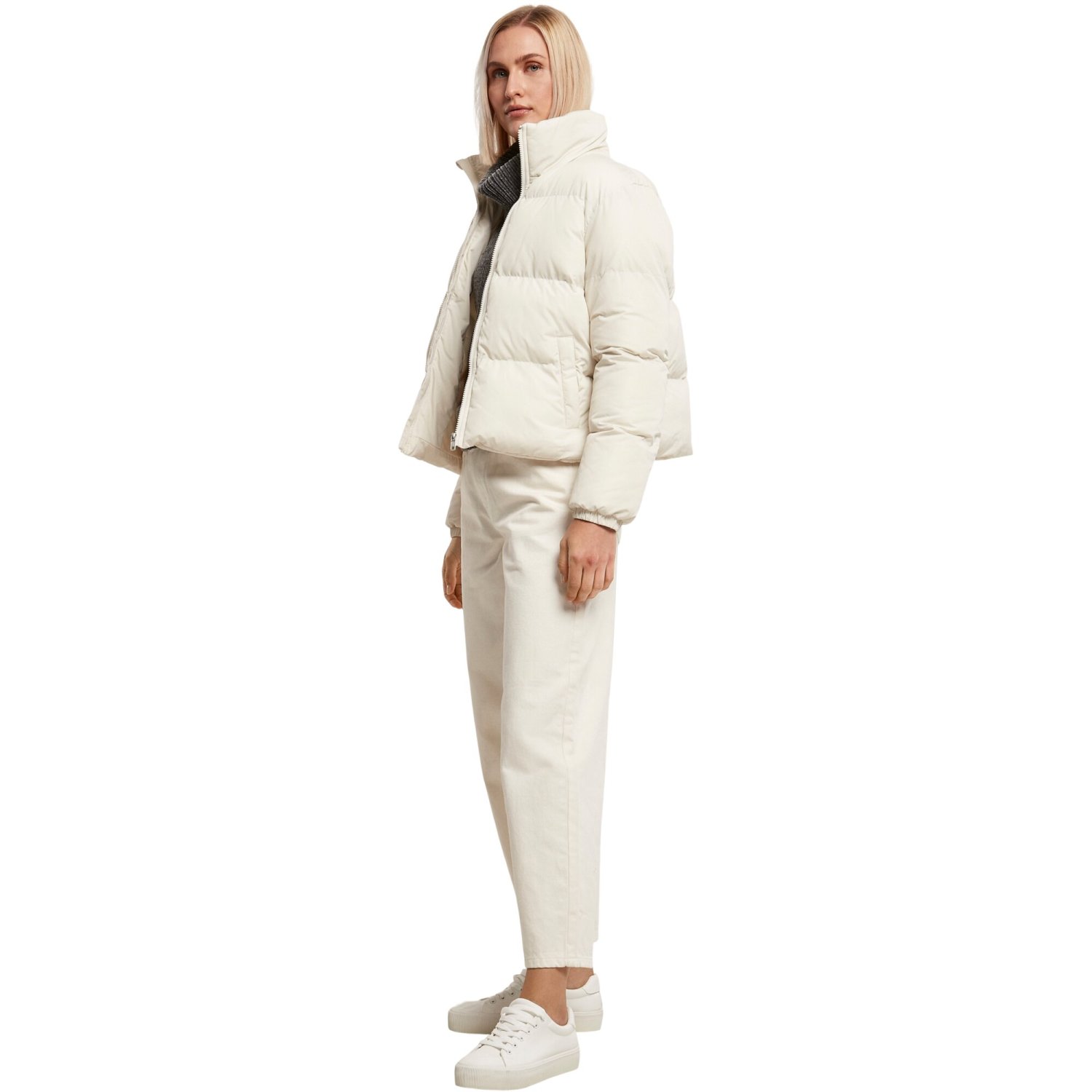 Urban Classics Femme - Short Puffer Veste d'hiver whitesand
