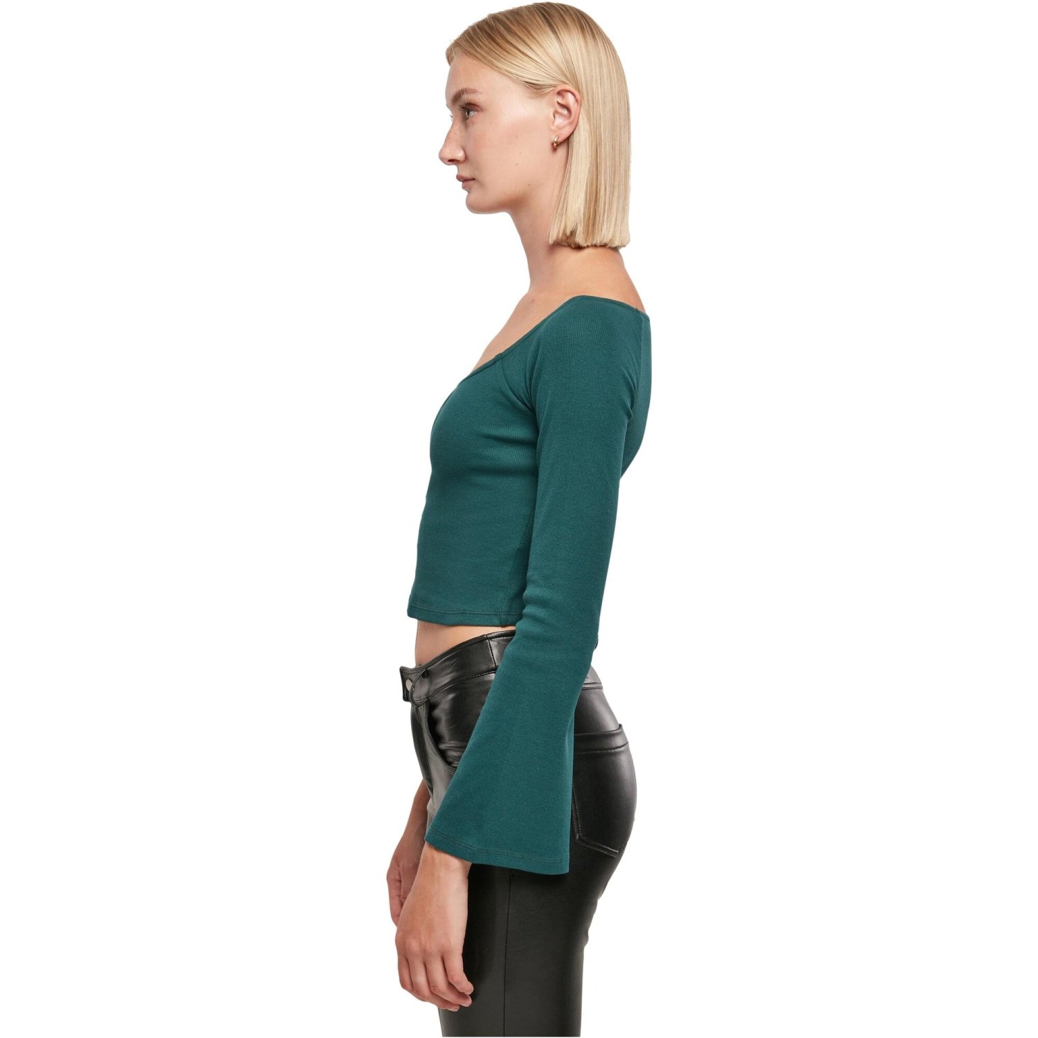 Urban Classics Ladies - Short Rib Wide Neck Longsleeve