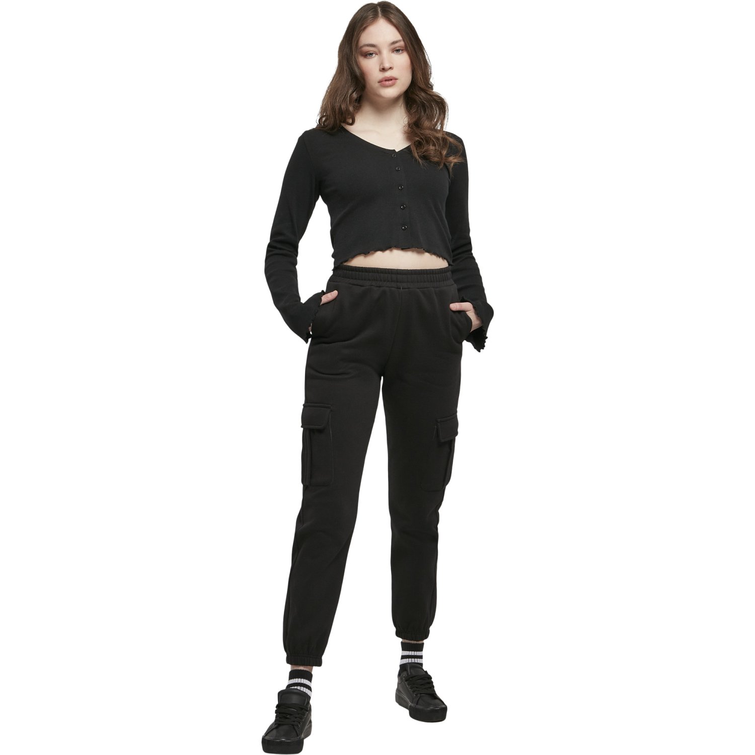 Urban Classics Ladies - High Waist Cargo Sweatpants noir