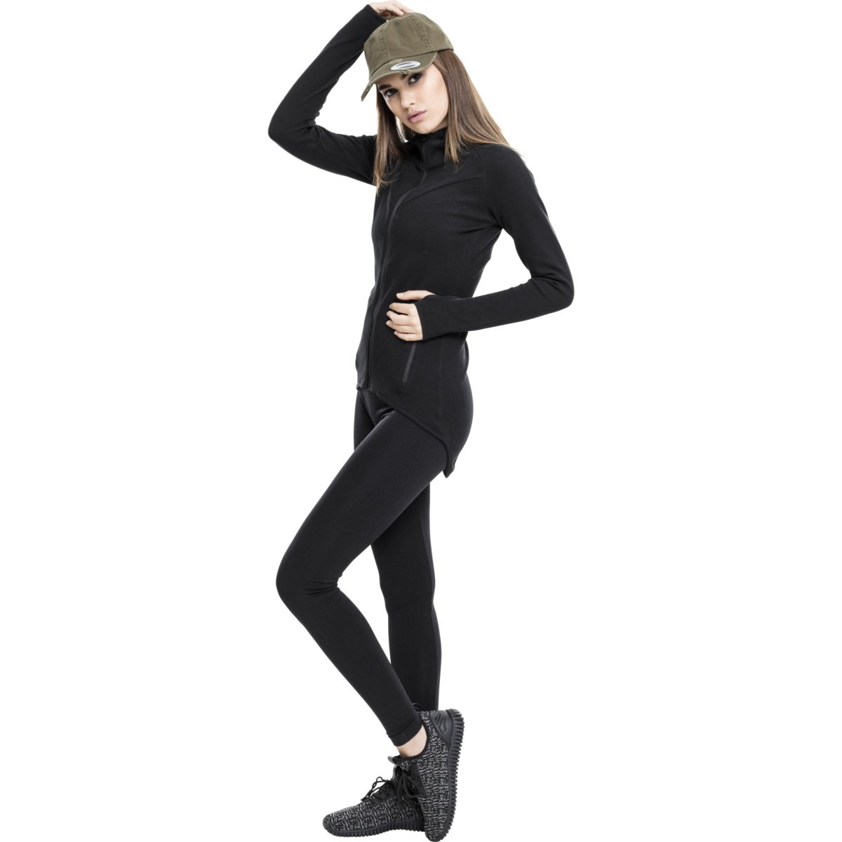 Urban Classics Femme - ATHLETIC INTERLOCK Zip Hoody noir