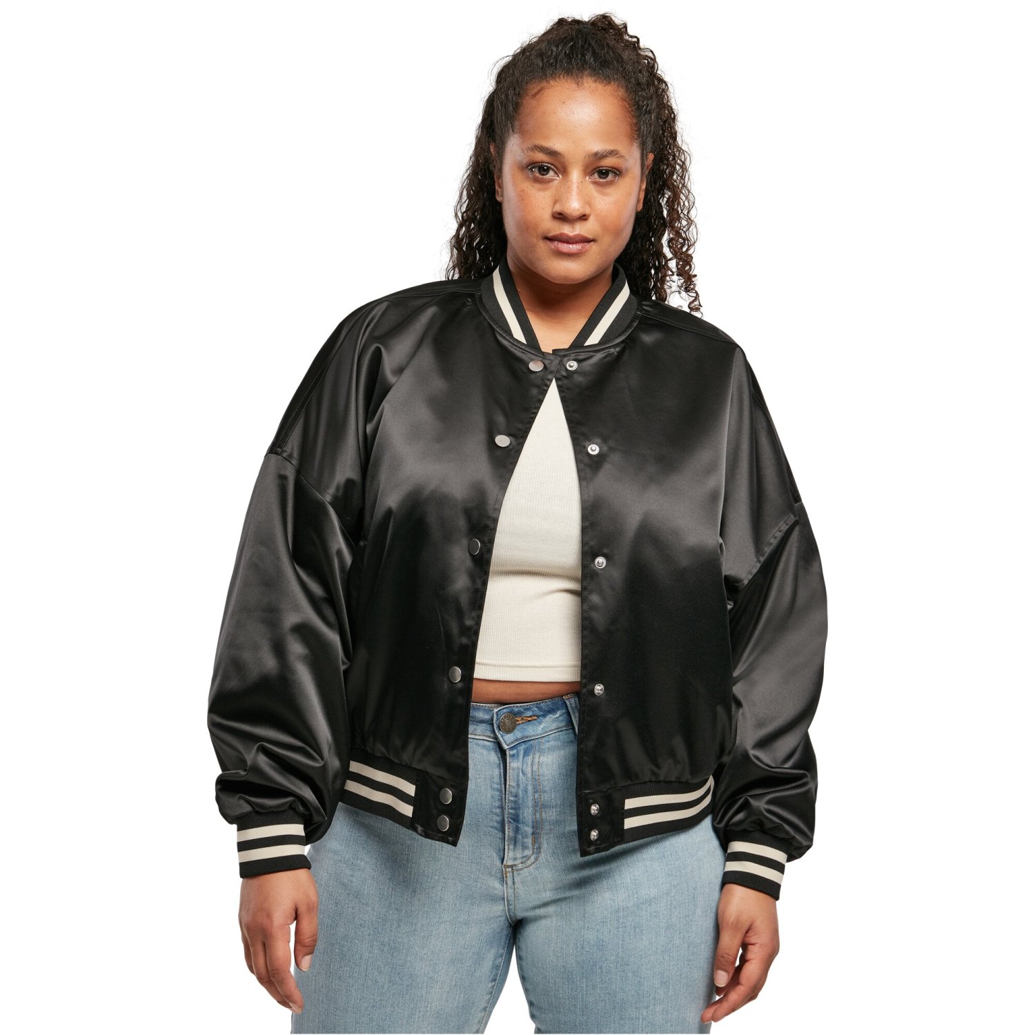 Urban Classics Ladies - Oversized Satin College Veste noir