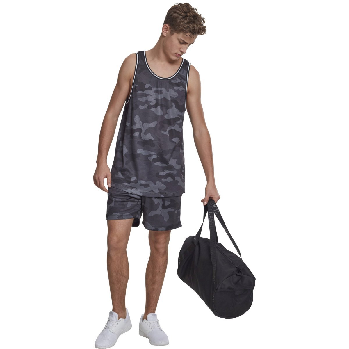 Urban Classics - MESH Tank Top dark grey camo
