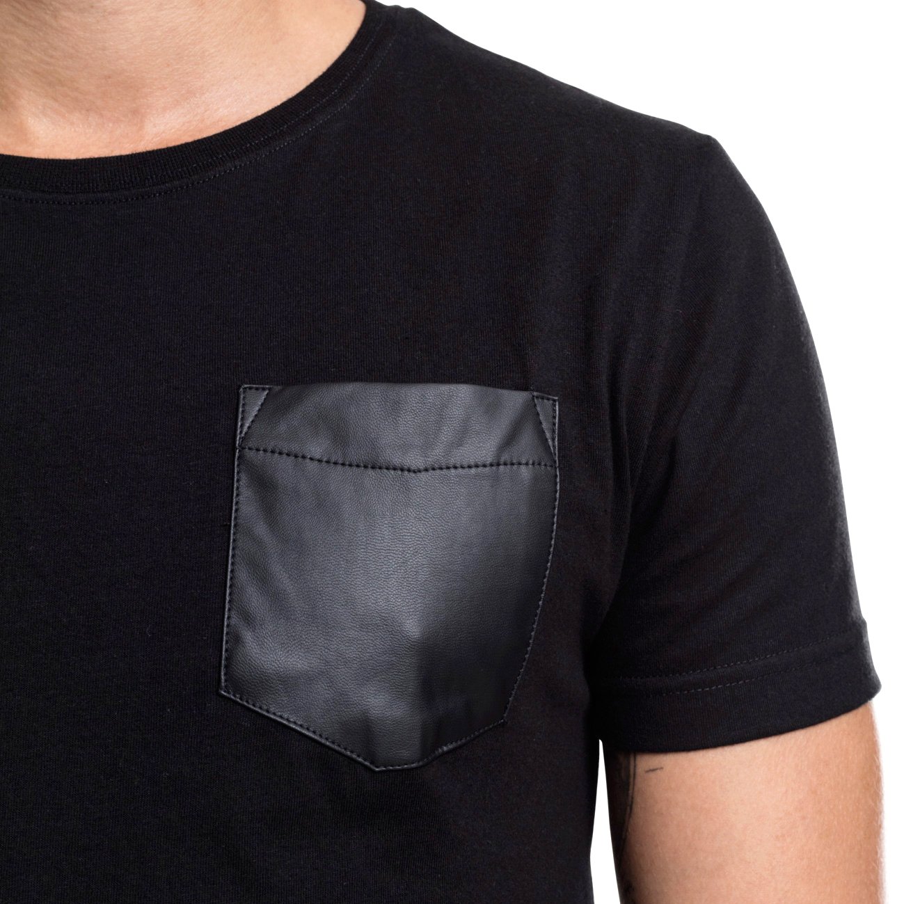 Urban Classics - SLUB Similicuir POCKET Shirt noir