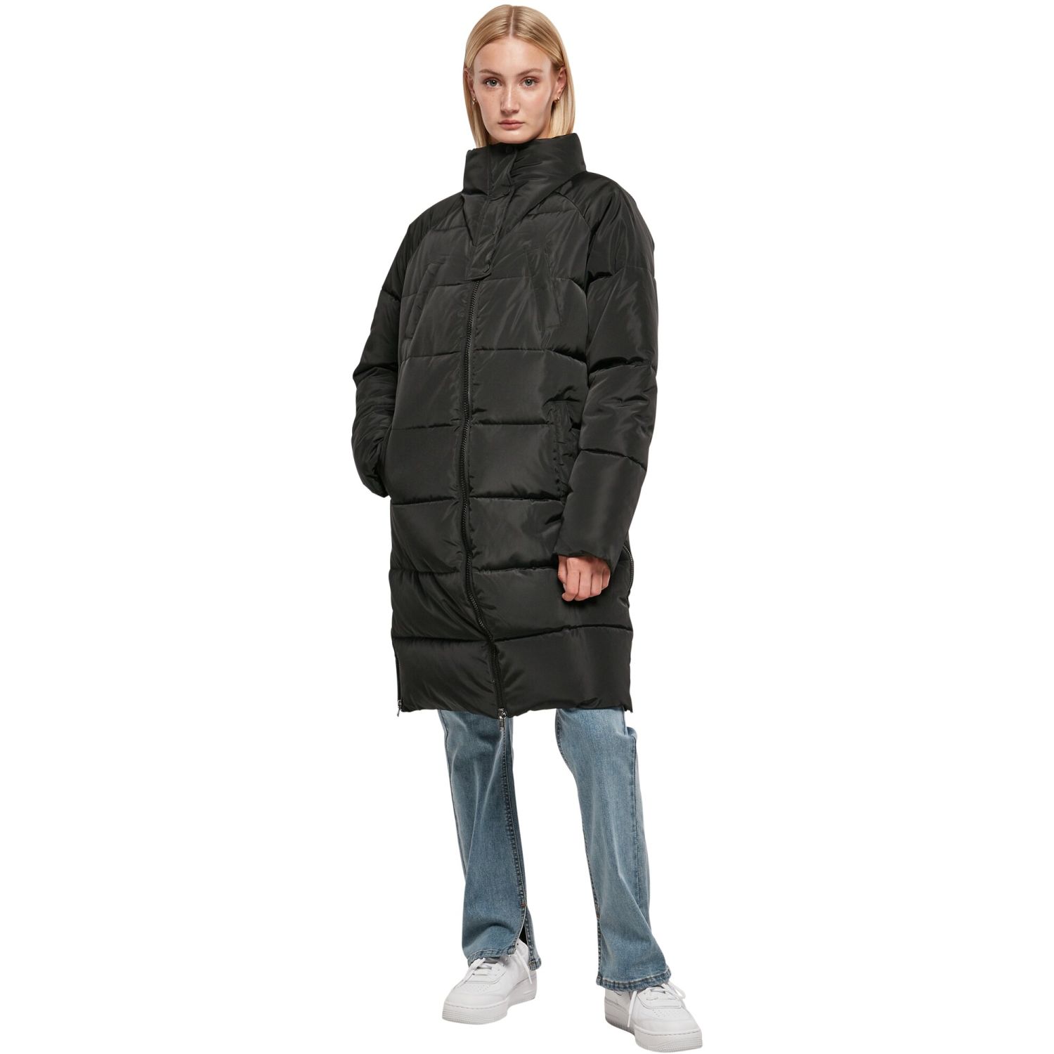 Urban Classics Ladies - High Neck Puffer Winter Coat black