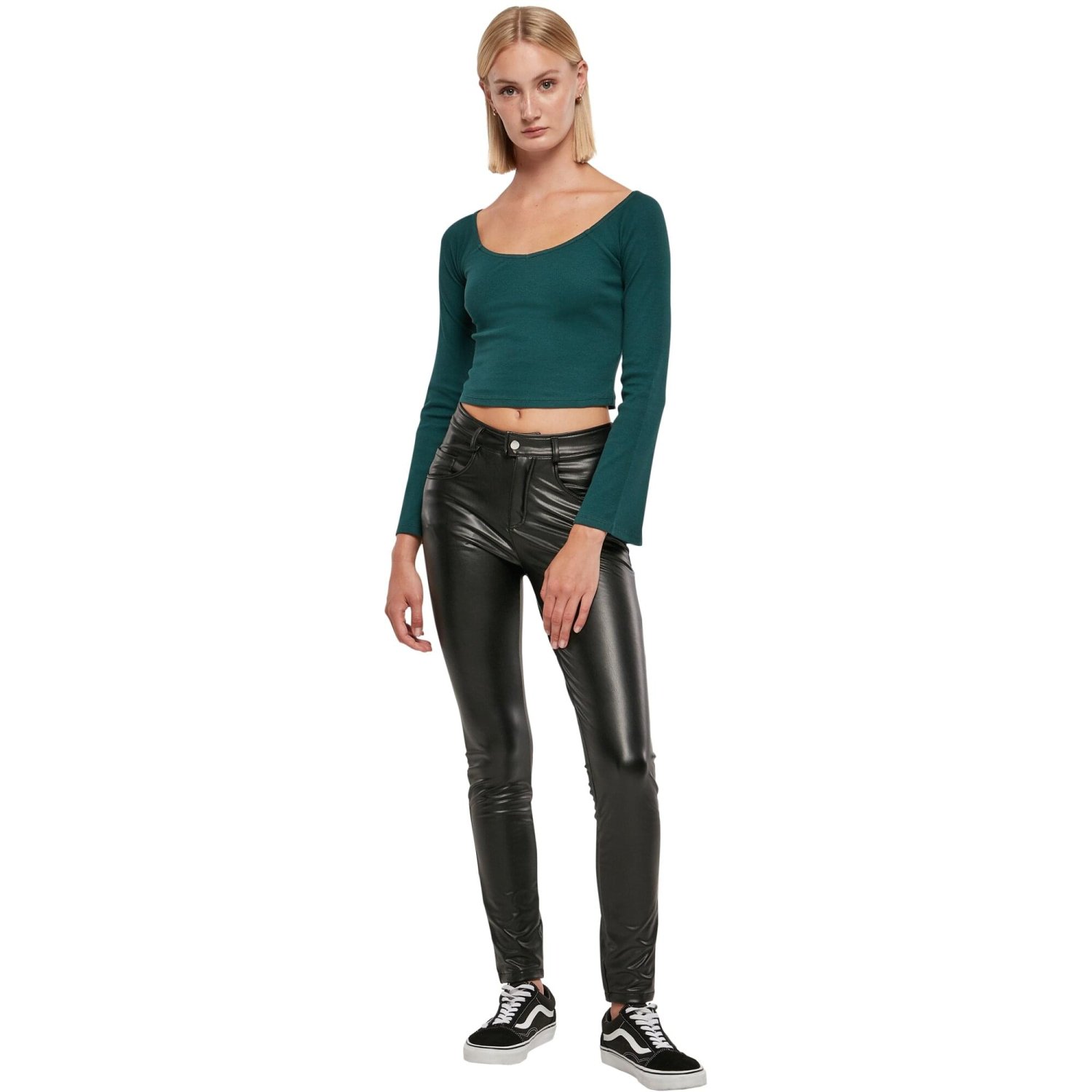 Urban Classics Ladies - Short Rib Wide Neck Longsleeve