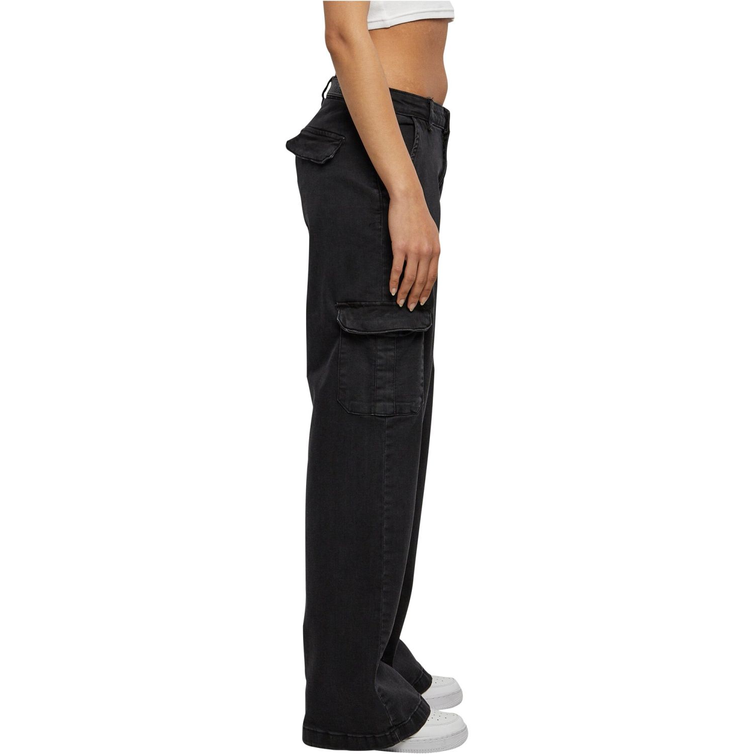 Urban Classics Ladies - High Waist Denim Cargo Jeans