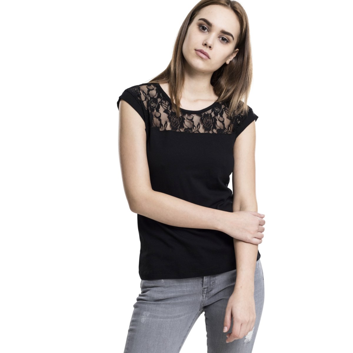 Urban Classics Ladies - FLOWER LOOSE Tee Shirt black