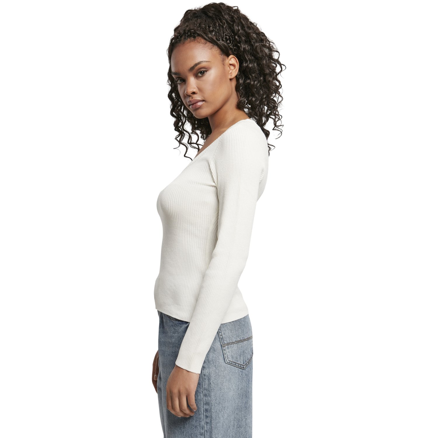 Urban Classics Ladies - Wide Neckline Sweater sand