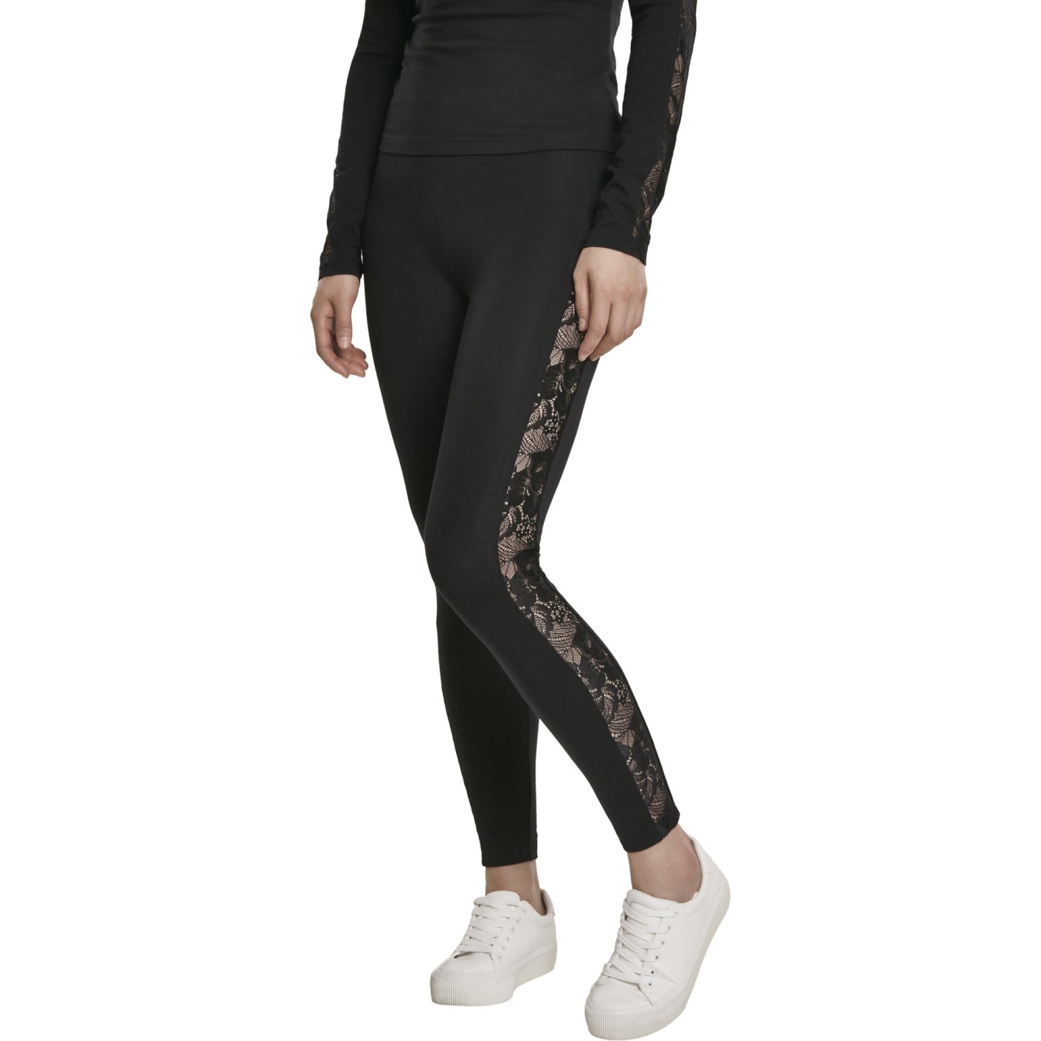 Urban Classics Ladies - LACE Leggings noir