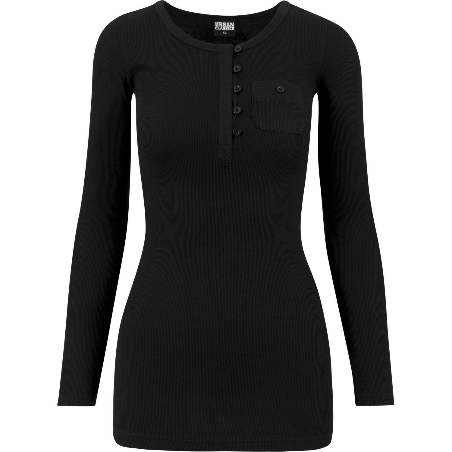 Urban Classics Ladies - RIB POCKET Longsleeve noir