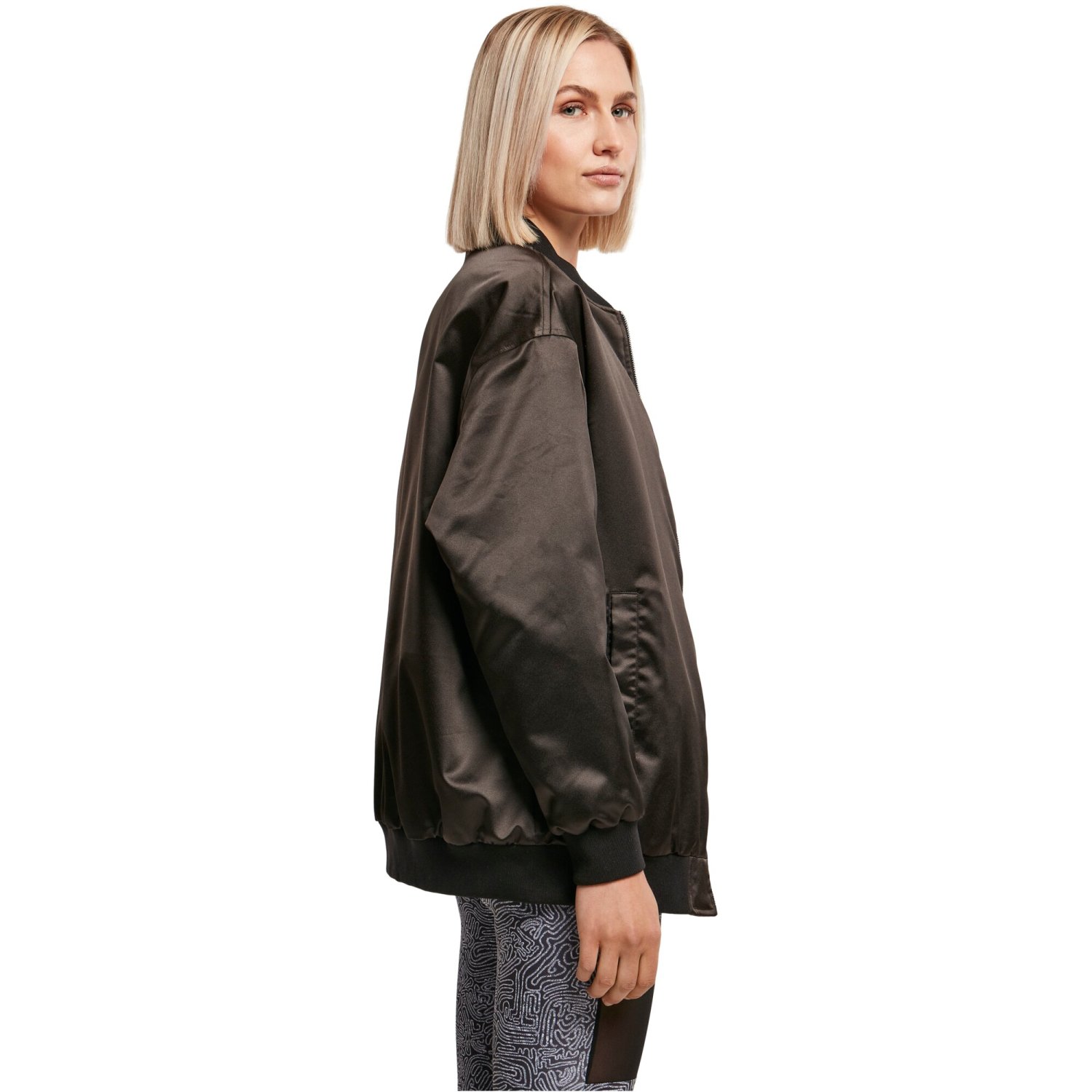 Urban Classics Ladies - SATIN BOMBER Oversized Veste noir