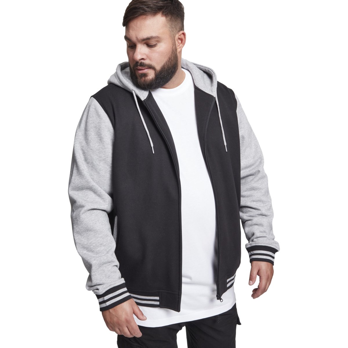 Urban Classics - 2-TONE Zip Sweat à capuche noir / gris - XL