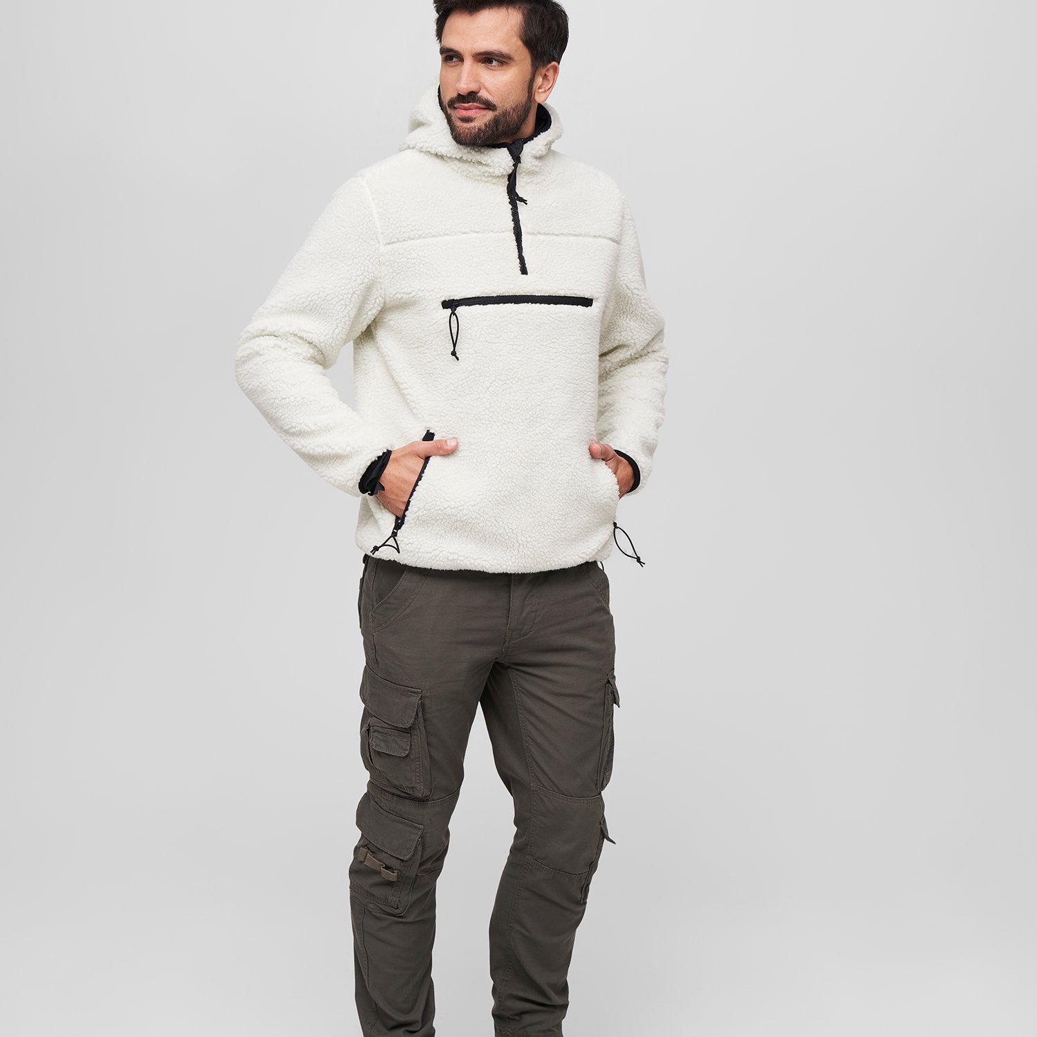 Brandit - Teddyfleece Troyer Worker Sweater blanc