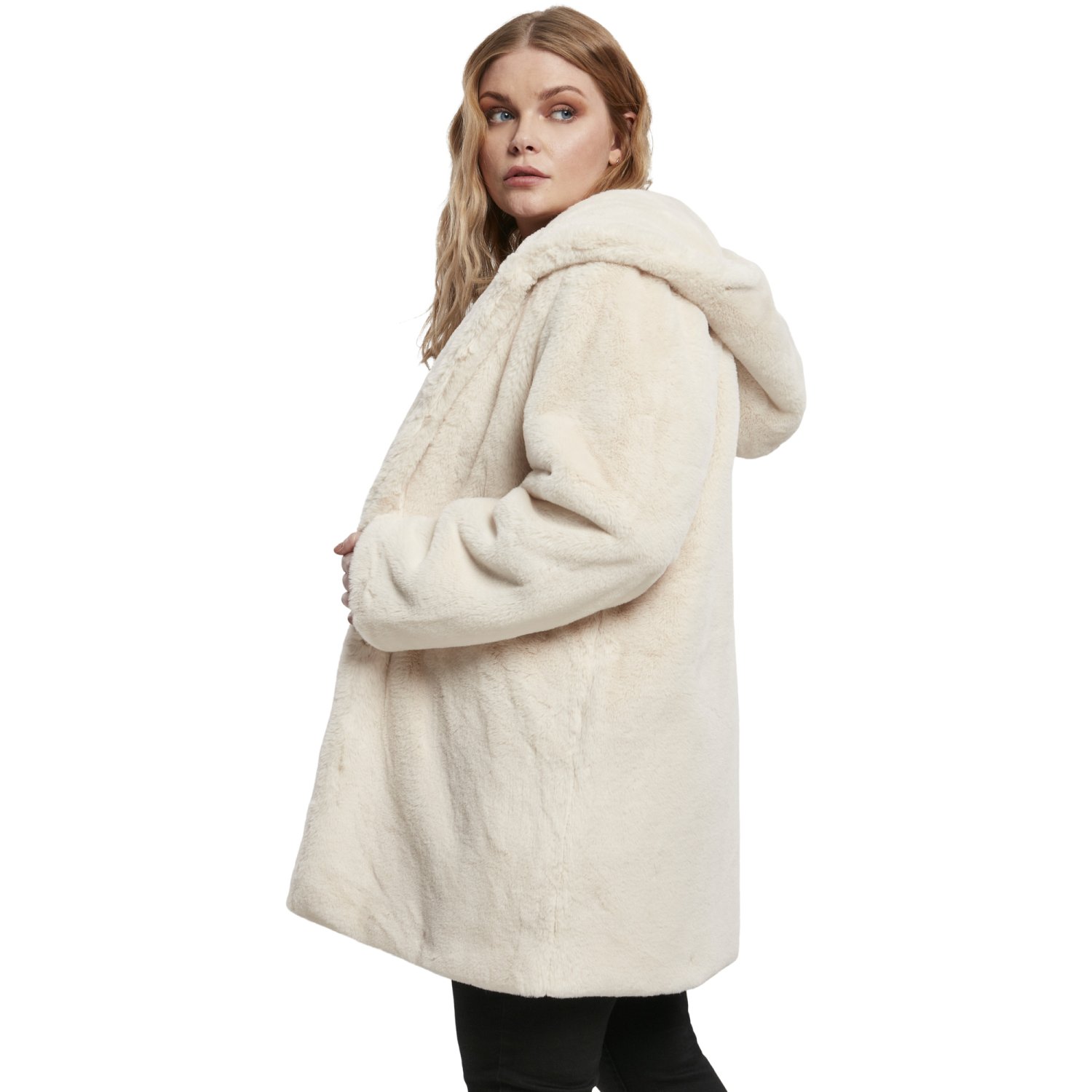 Urban Classics Ladies - Hooded Teddy Coat offwhite