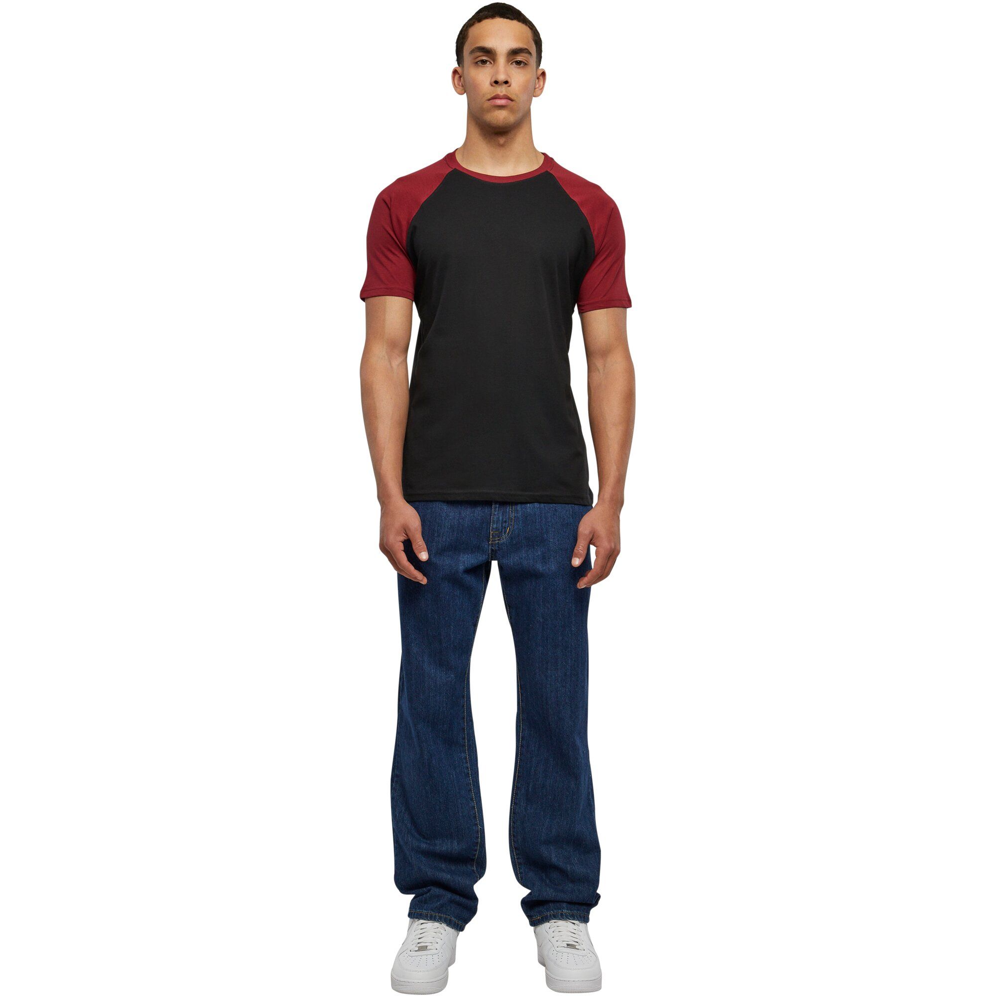 Urban Classics - RAGLAN Contrast T-Shirt black / burgundy