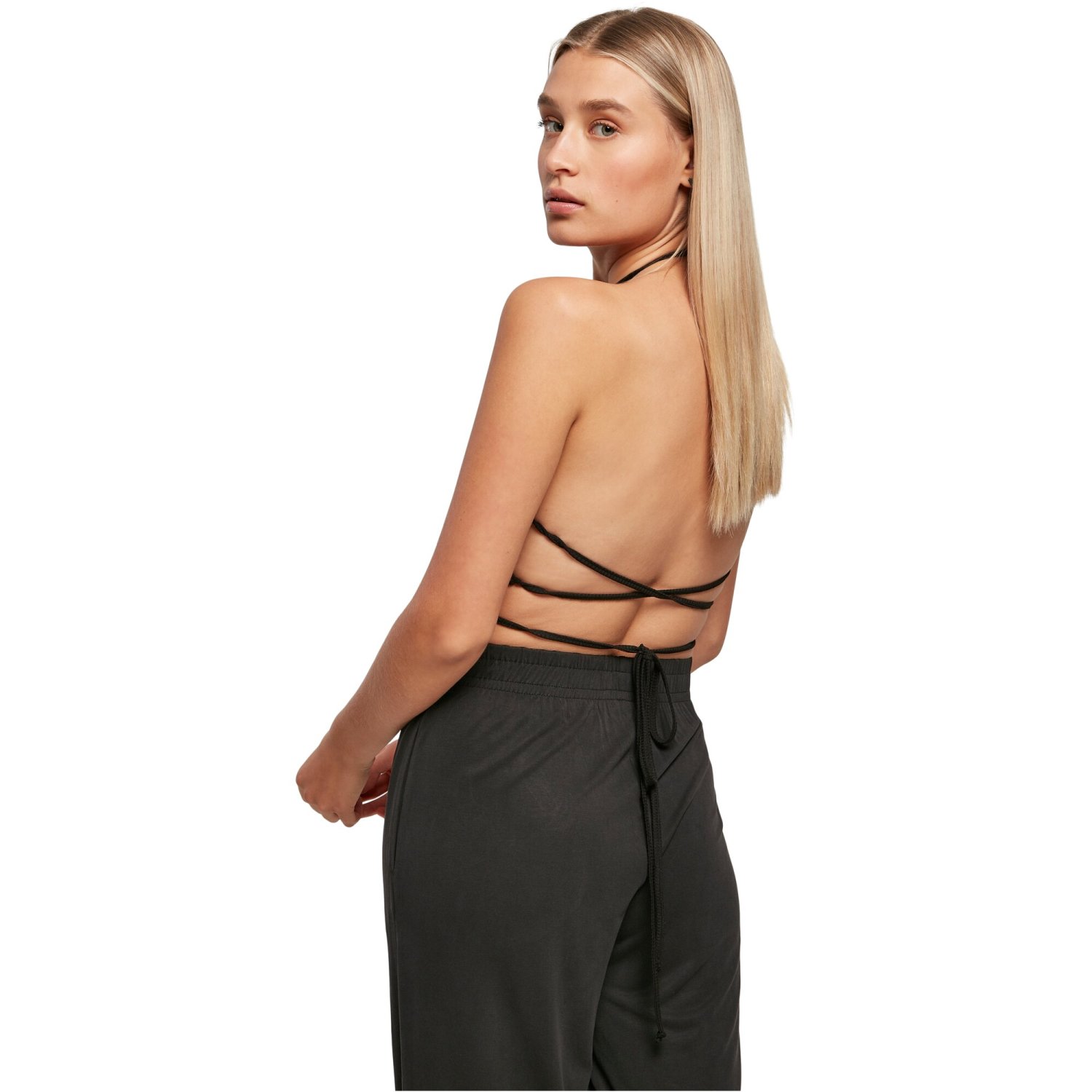 Urban Classics Ladies - Rib Trapeze Cropped Top noir