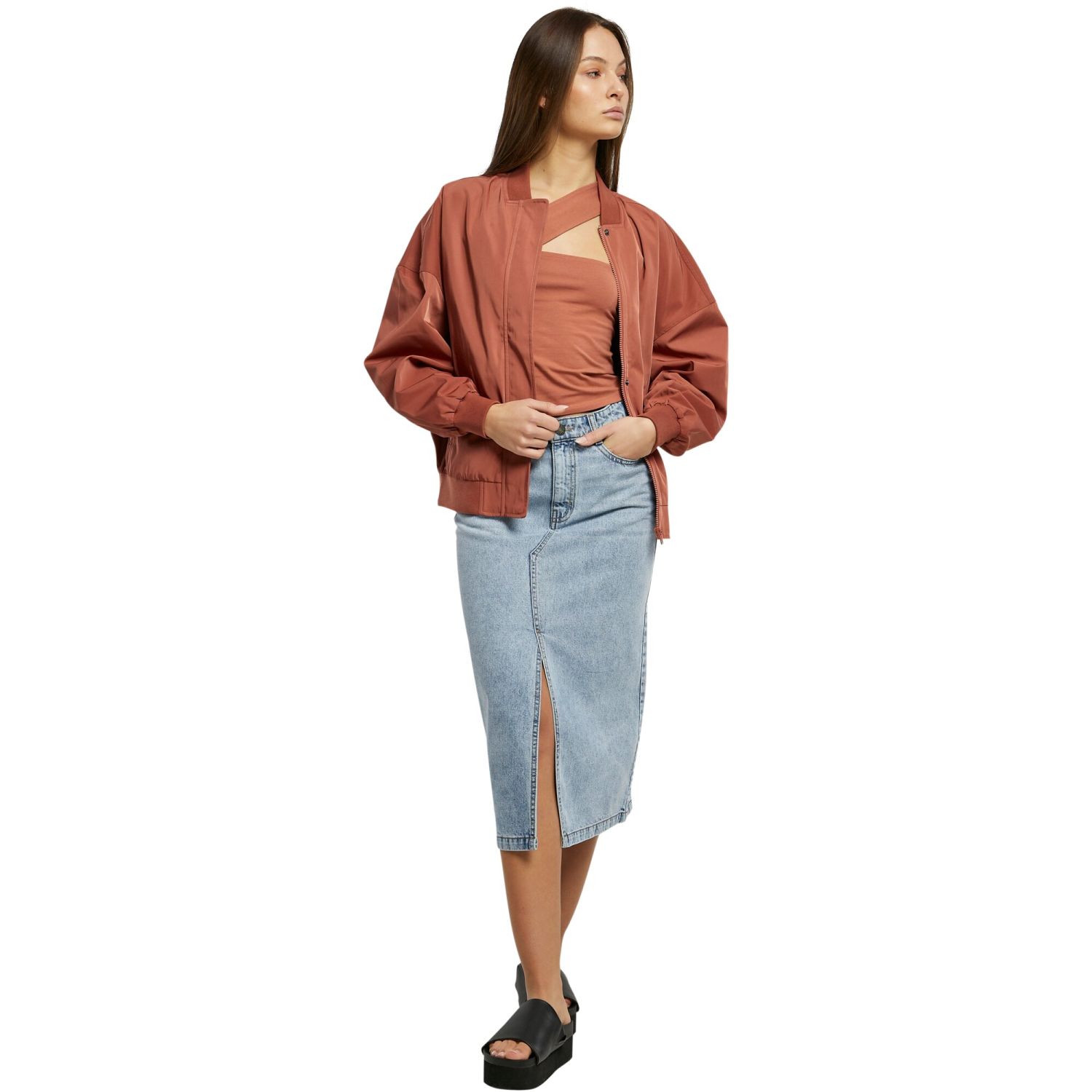 Urban Classics Ladies - Oversized Light Bomber Jacket terra