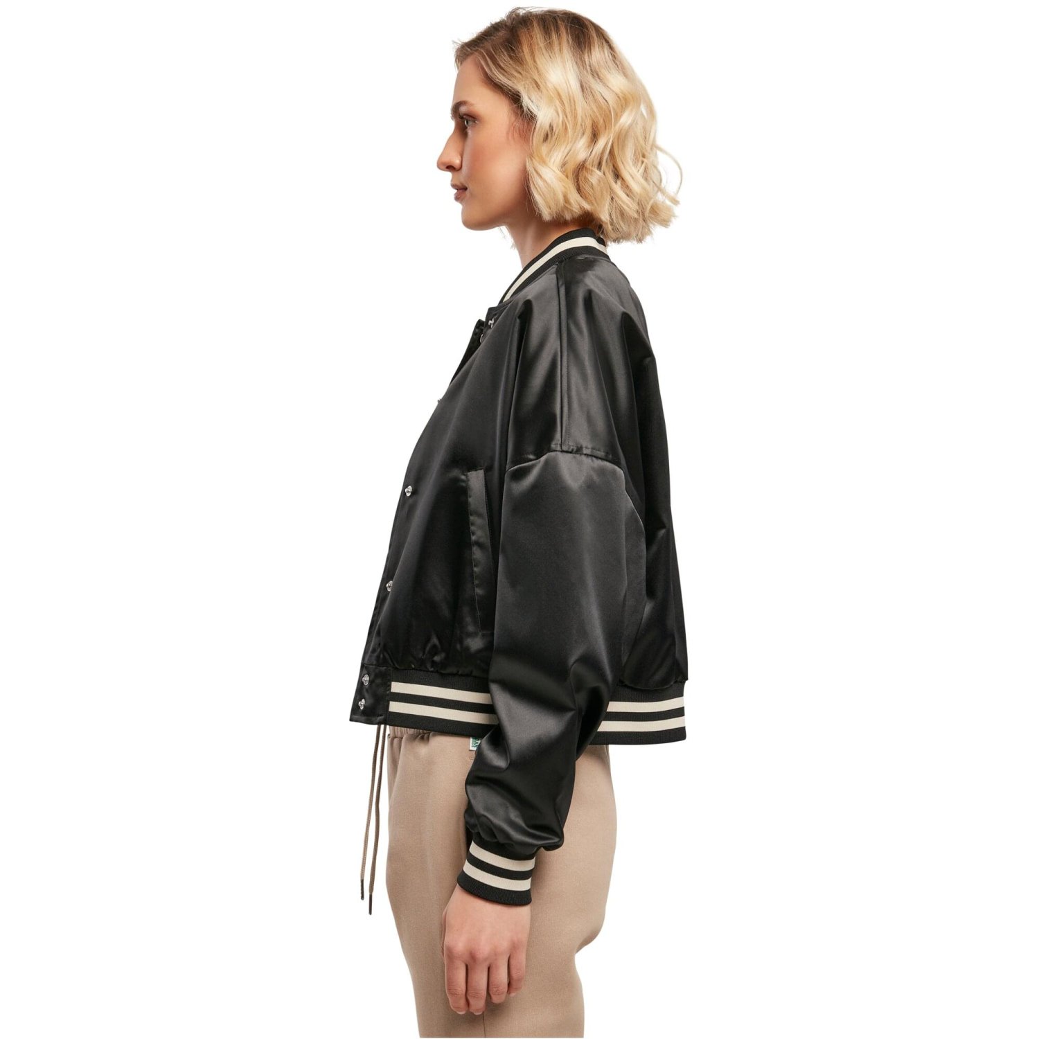Urban Classics Ladies - Oversized Satin College Veste noir