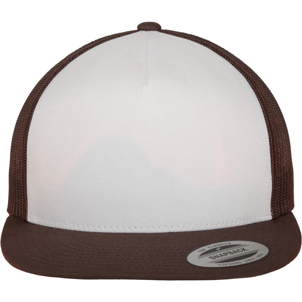 Flexfit Trucker 5-Panel Snapback Casquette - brun / blanc