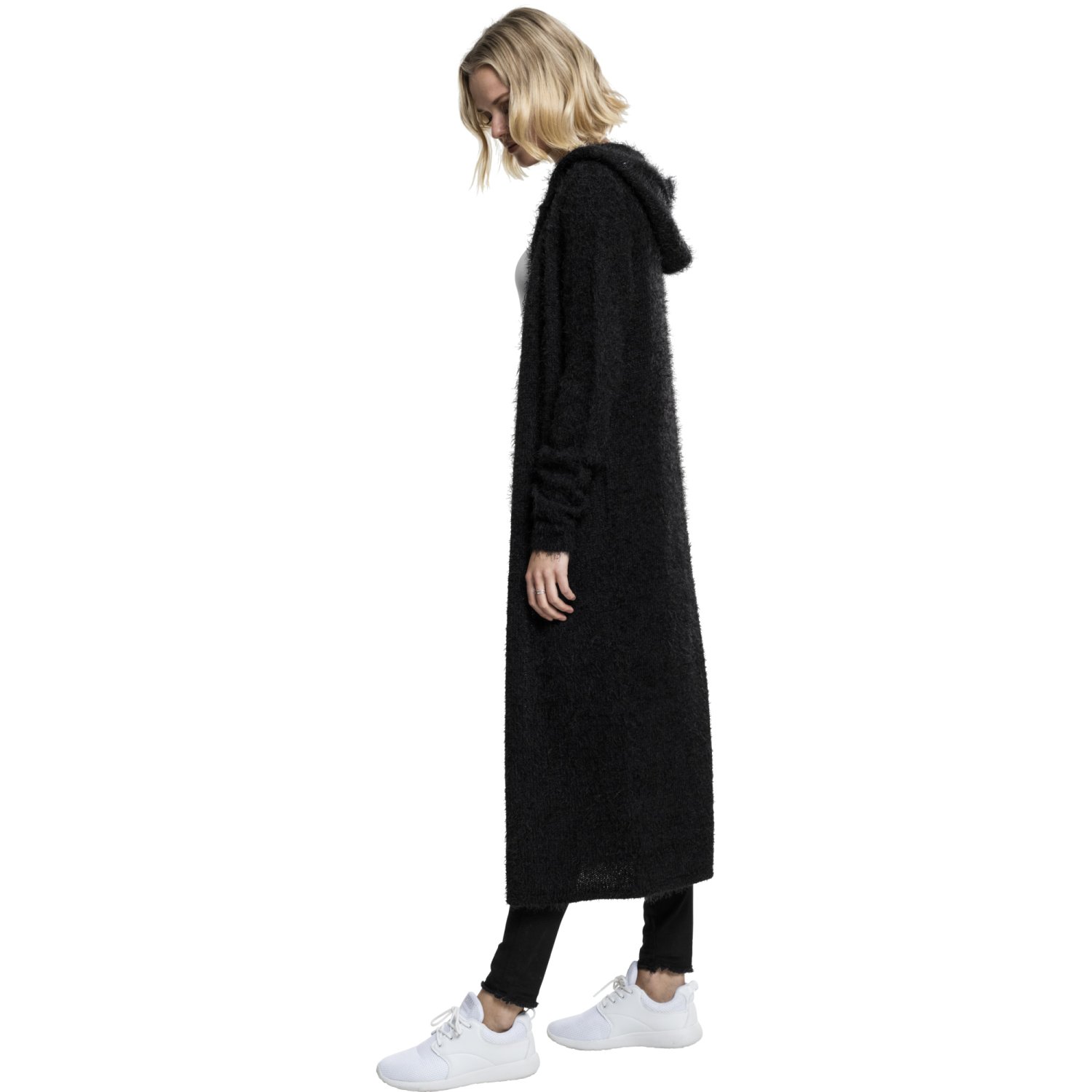 Urban Classics Ladies - Hooded Feather Cardigan noir