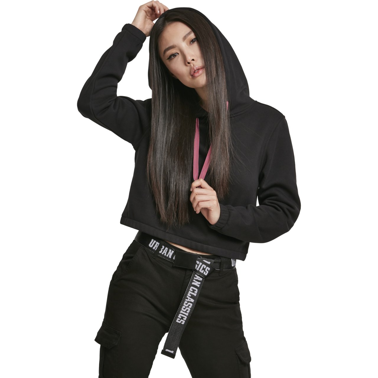 Urban Classics Ladies - Contrast Drawstring Hoody noir