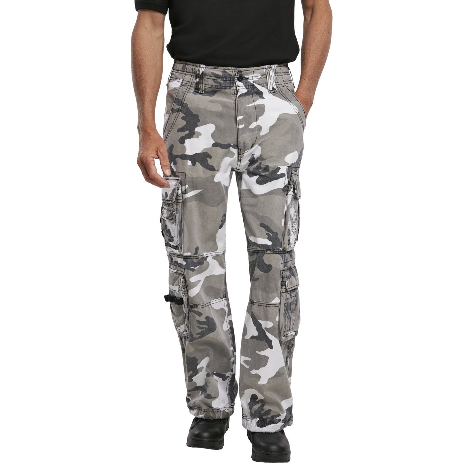 Brandit Pure Vintage Cargo Army Trousers snow camo