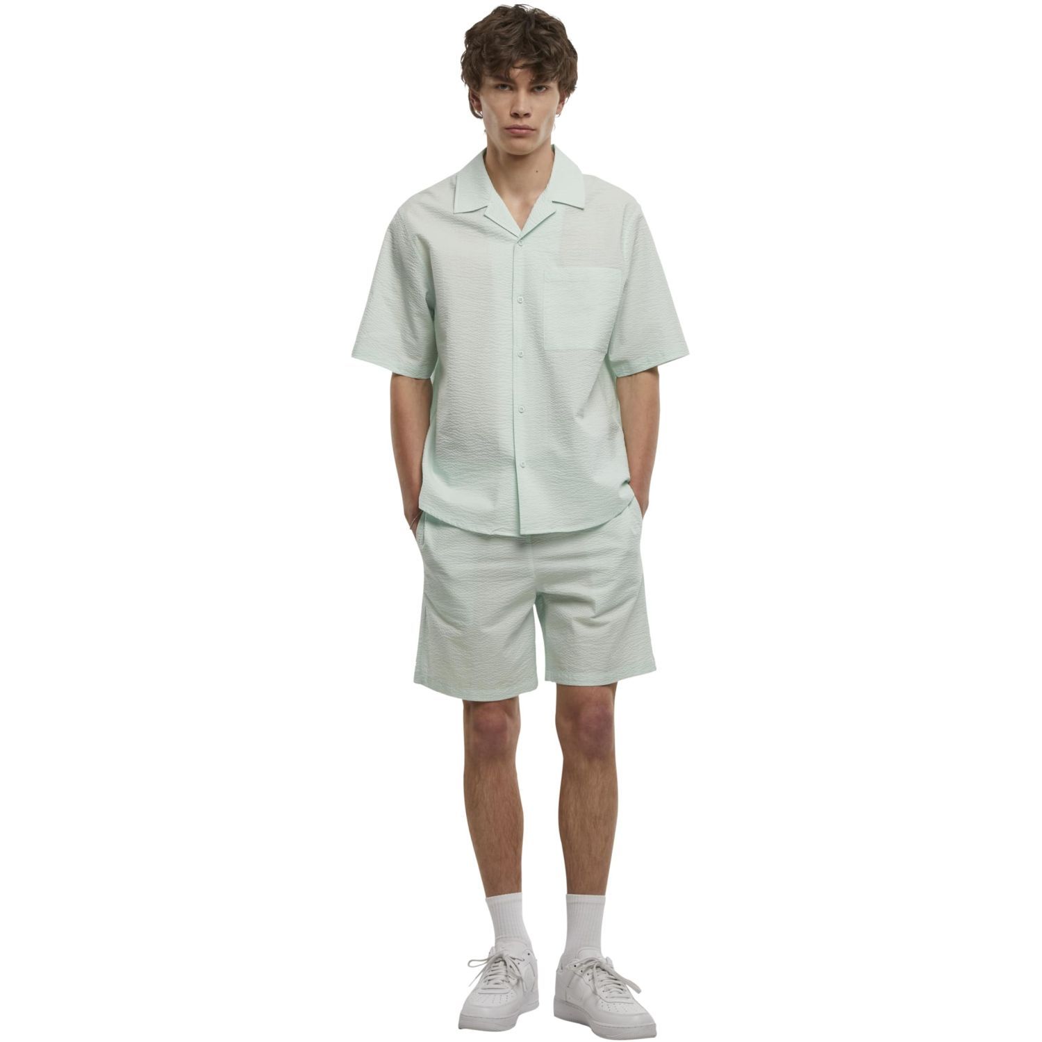 Urban Classics - Relaxed Seersucker Chemise mint
