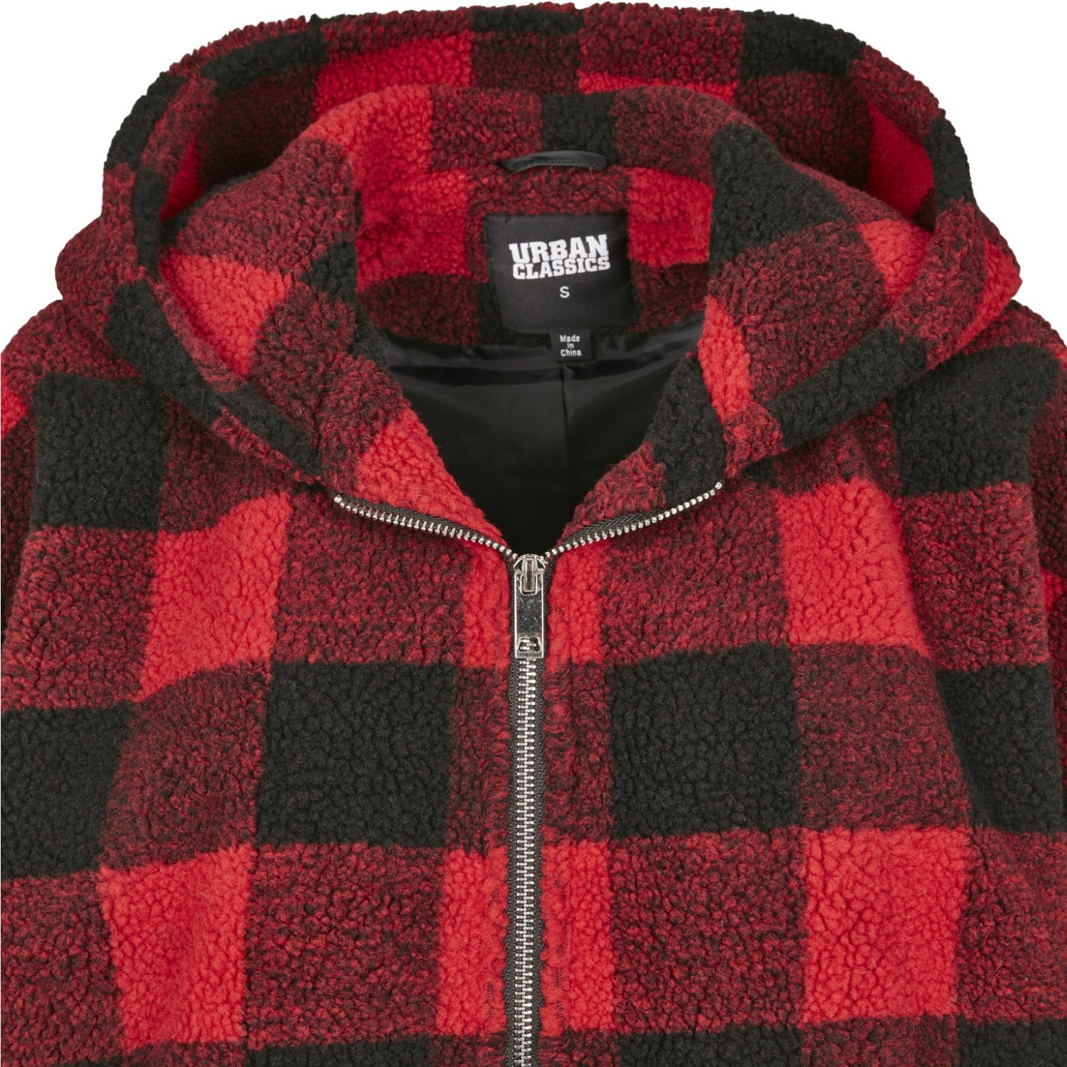 Urban Classics Ladies - Oversized Check SHERPA Jacket red