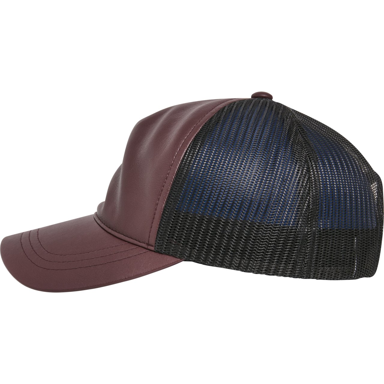 Flexfit Faux Cuir Trucker Snapback Cap - maroon