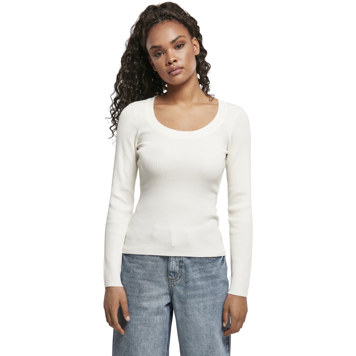 Urban Classics Ladies - Wide Neckline Sweater sand