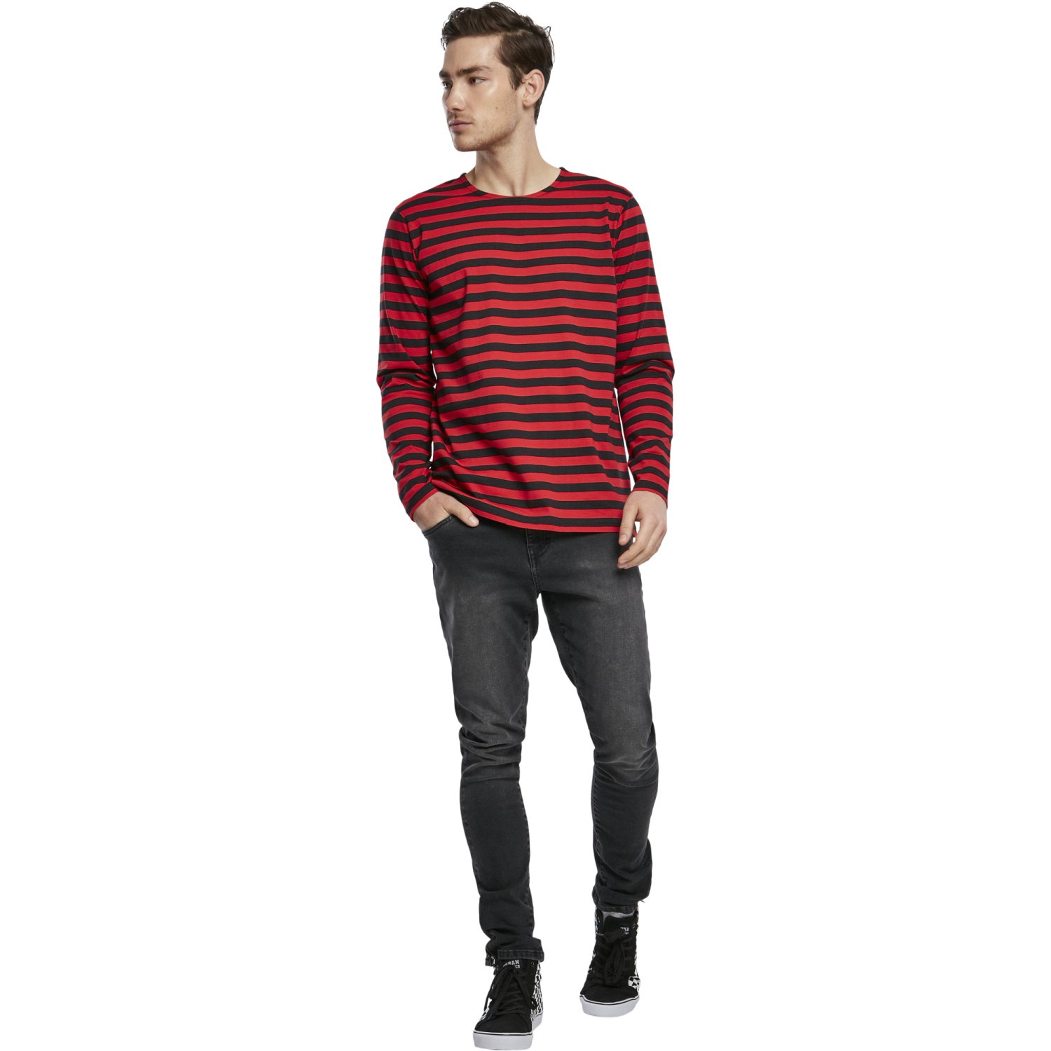 Urban Classics - Regular Stripe Longsleeve red