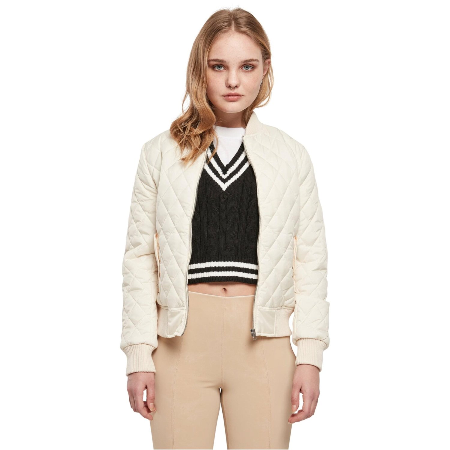 Urban Classics Femme - DIAMOND MATELASSÉE NYLON Veste sand