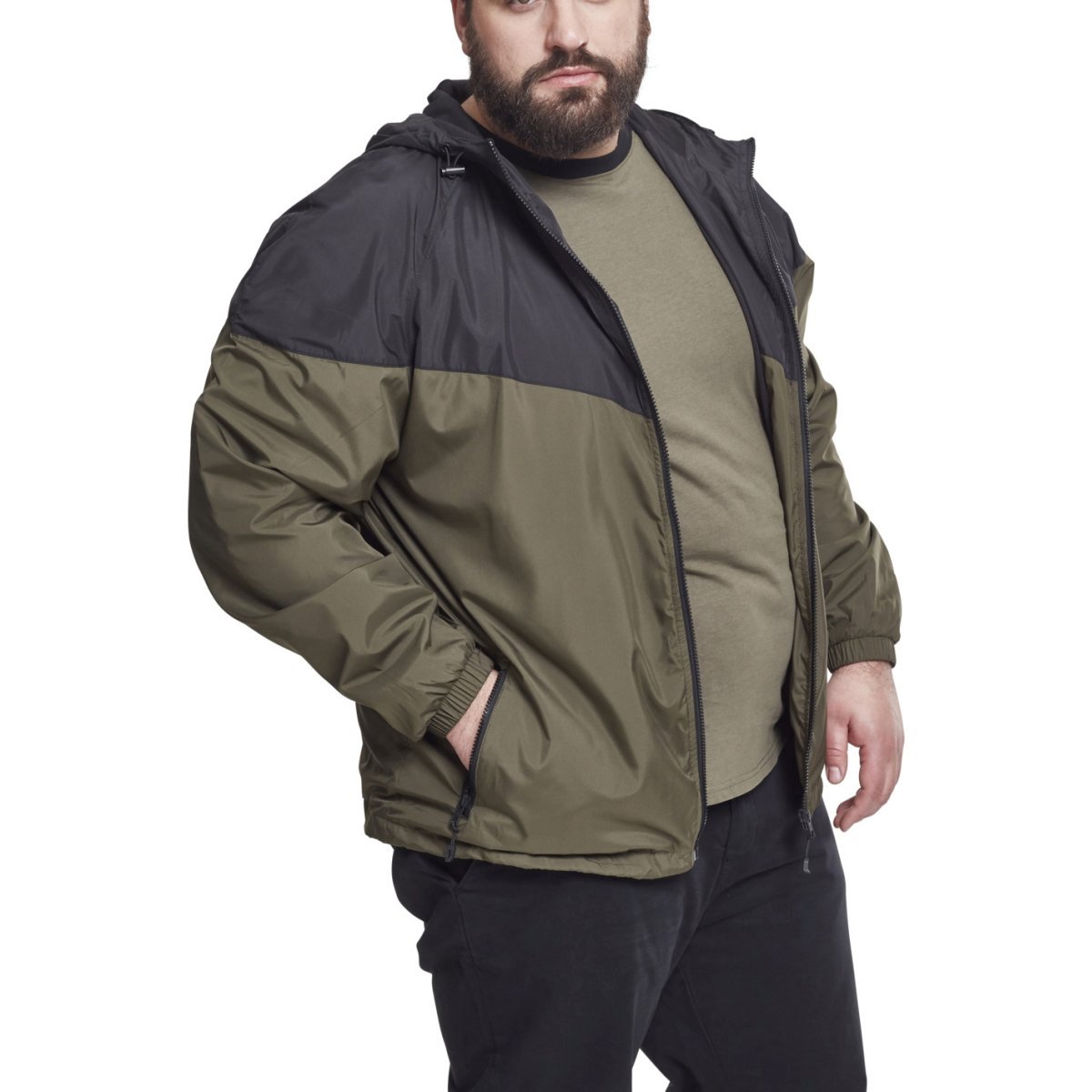 Urban Classics - TECH Windrunner Jacket black / olive