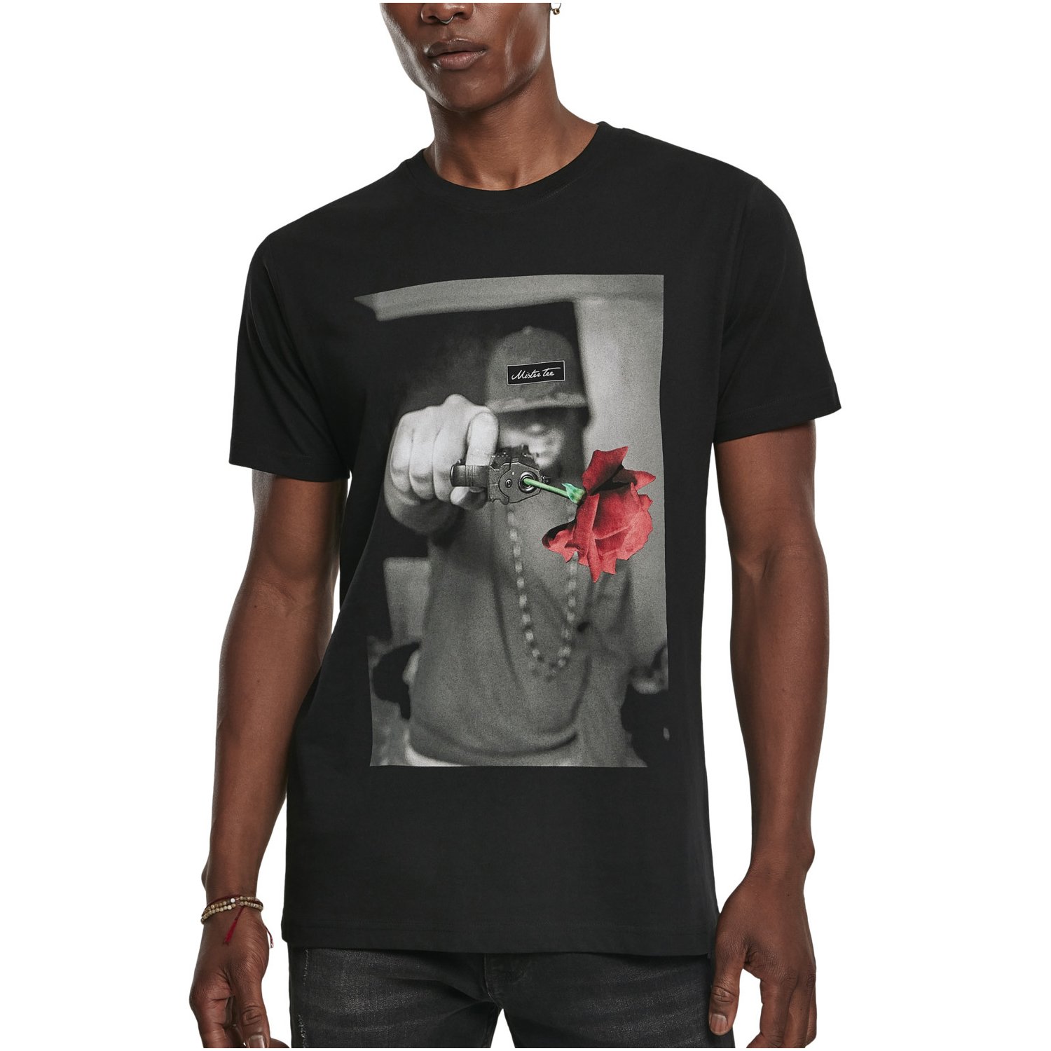 Mister Tee Shirt - PISTOLE ROSE schwarz