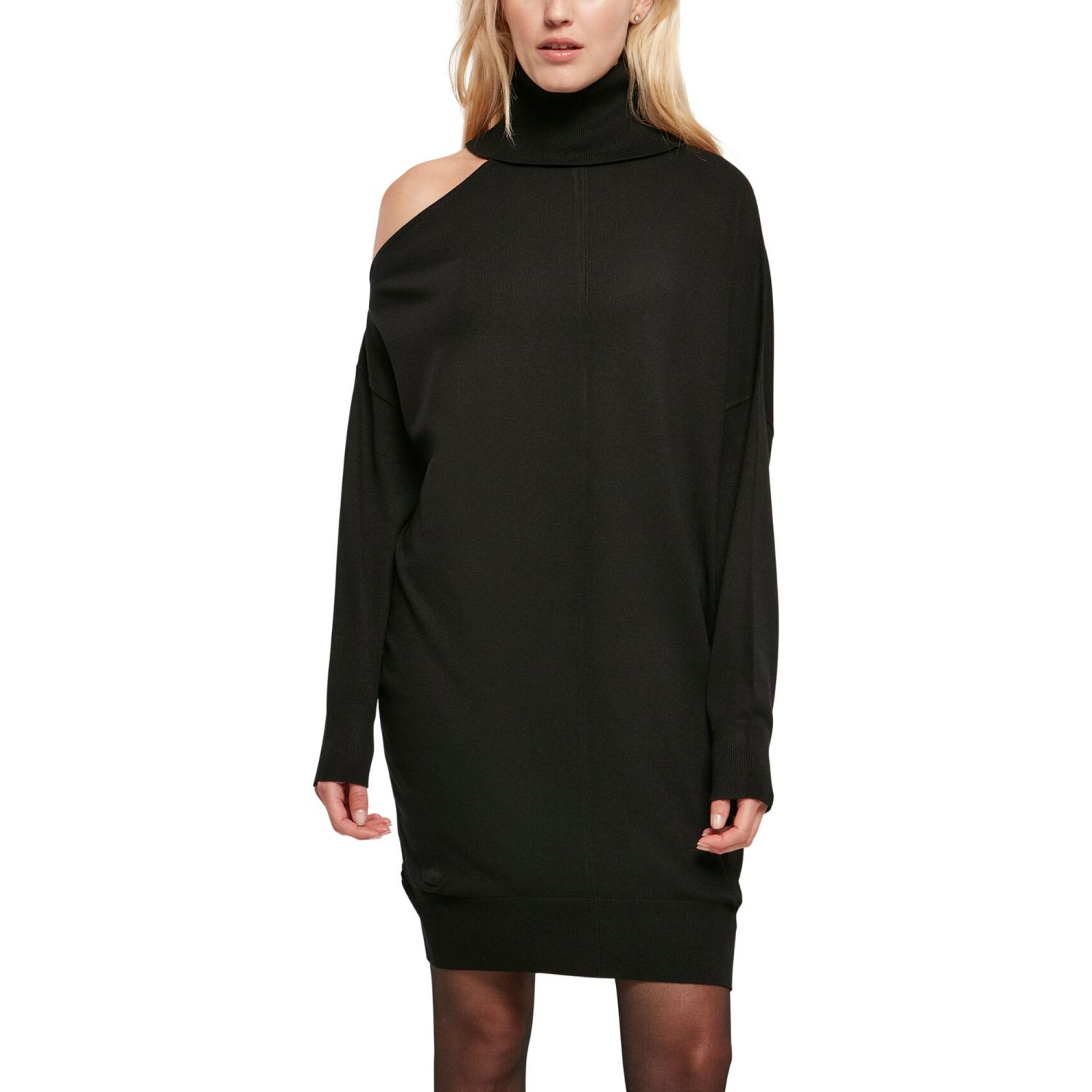 Urban Classics Ladies - One Shoulder Knit Dress black
