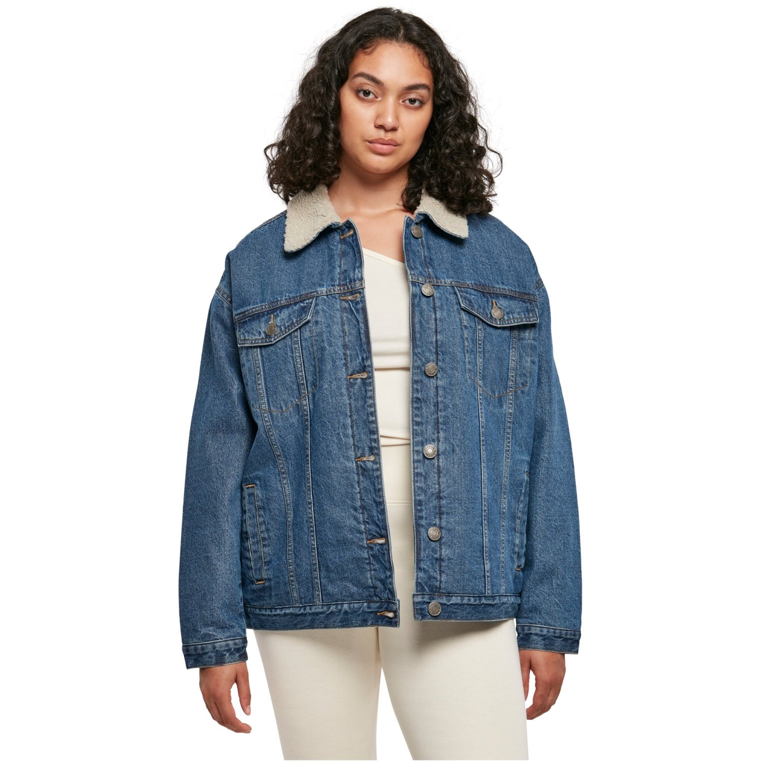 Urban Classics Ladies - Oversized Sherpa Denim Veste