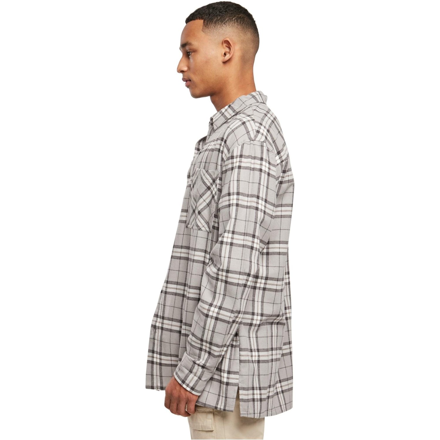 Urban Classics - Long Oversized Grey Check Hemd
