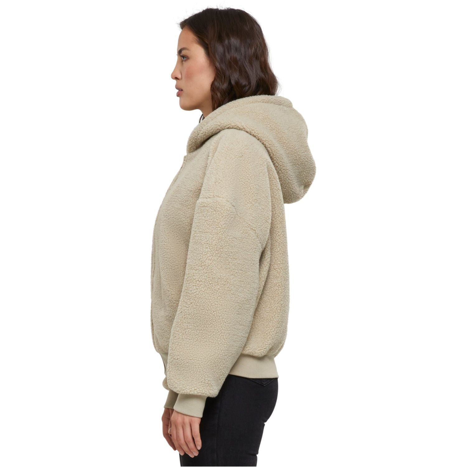 Urban Classics Ladies Oversized Sherpa Zip Hoody sand